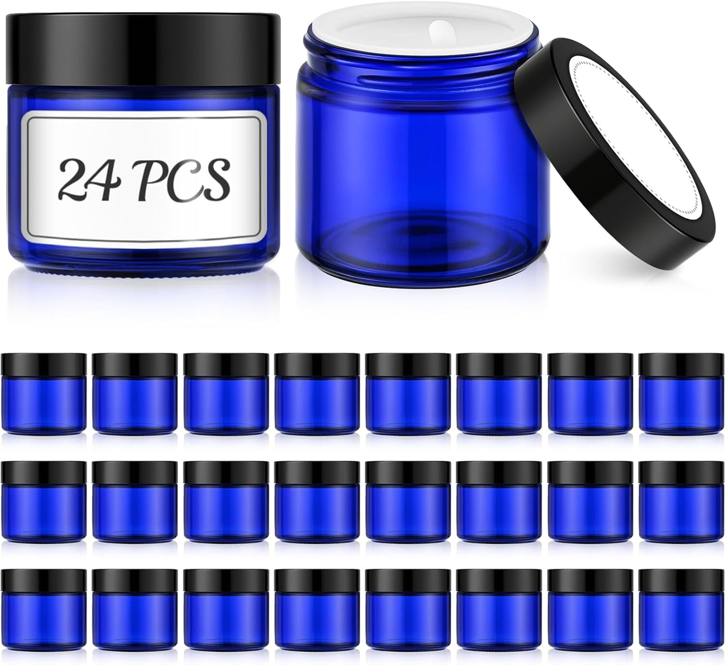Amber Glass Lotion Jars - 36 Pack 4 oz Refillable Containers with Lids & Inner Liners | Ideal for Creams & Scrubs