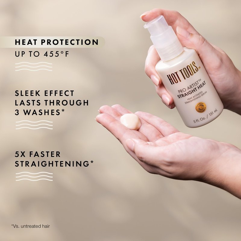 HOT TOOLS Heat Protectant Straightening Serum | Hair Straightener, Reduces Frizz, and Speeds Up Styling | Protects Hair from Heat Damage without Use of Silicones