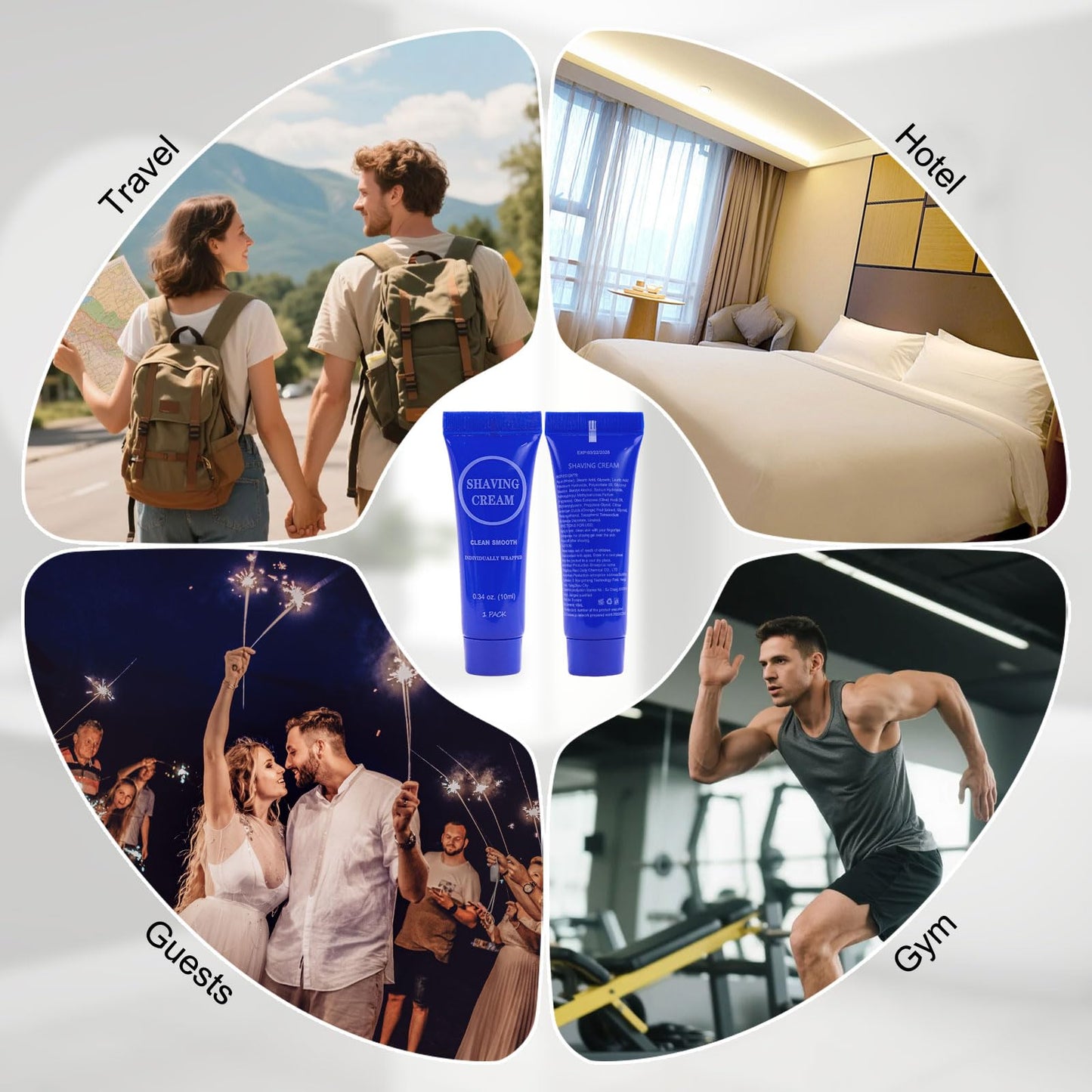 Disposable Shaving Cream for Men, Small Bottle Individually Wrapped Mini Shave Cream in Bulk, Travel Size Toiletries Amenities Vacation for Hotel, Shelter/Homeless/Nursing/Charity 0.34oz (Pack of 60)