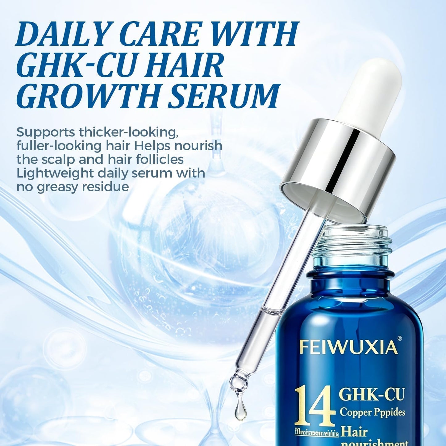 GHK-Cu Peptide Hair Serum, Copper Peptides for Hair Growth, Lightweight Scalp Serum for Thinning Hair, Non-Greasy GHK-Cu Peptide Hair Support for Men and Women