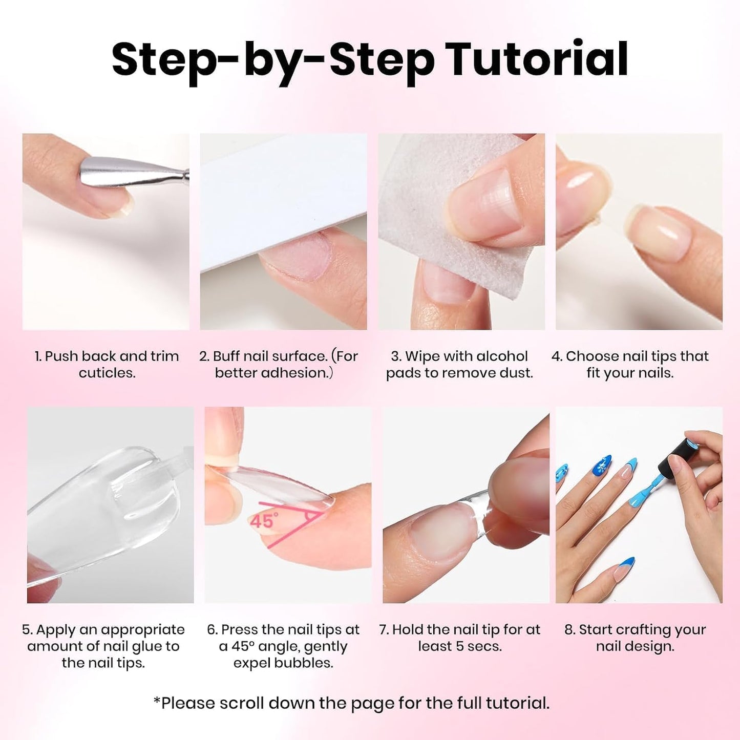 Beetles Gel Nail Tips - 576 Pcs Short Almond Acrylic False Nails | 12 Sizes, Easy DIY Press-On Extensions