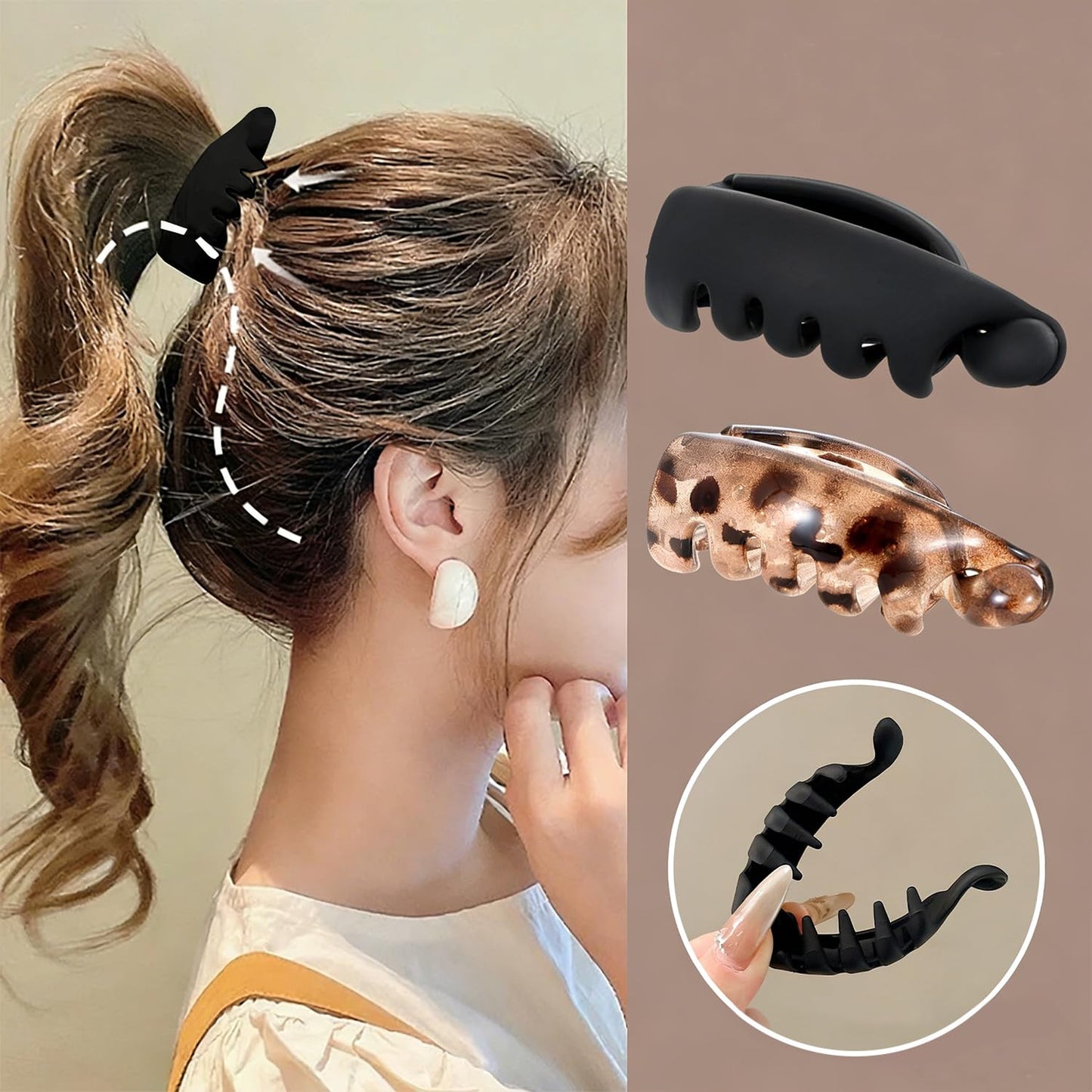 Hair Claw Clips - 4Pcs Leopard Print Matte Acrylic Clips | Strong Hold Non-Slip Hair Accessories for Women