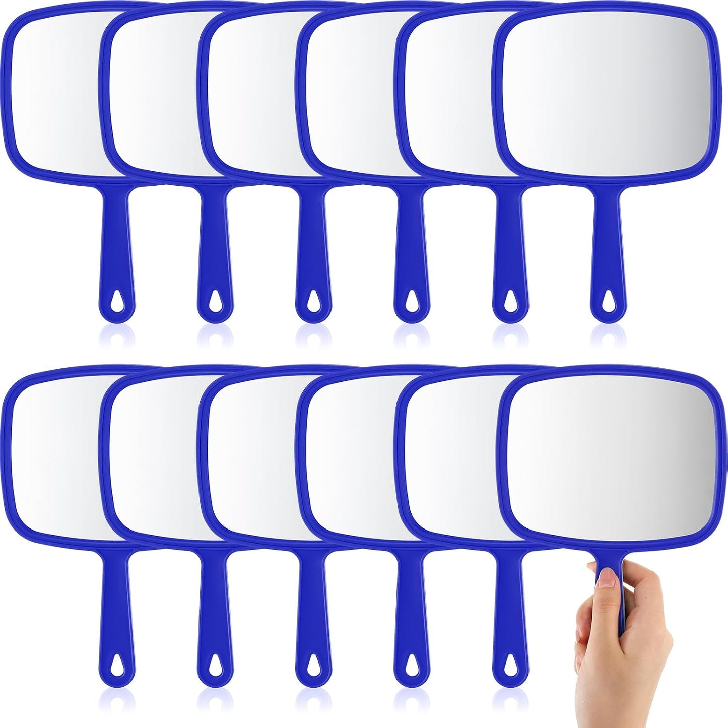 12 Pcs Handheld Makeup Mirrors - Portable Beauty Mirrors for Home, Salon & Travel | 6.69 x 9.45 Inch (Rose Red)