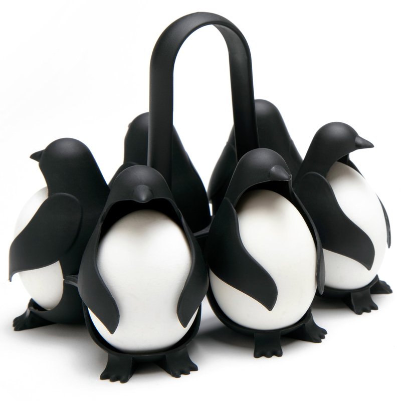 PELEG DESIGN Egguins Egg Cooker for Hard Boiled Eggs and Soft Boiled Eggs – 3-in-1 Boiled Egg Holder for Cooking, Fridge Storage & Serving – Unique Penguin Kitchen Gift, Holds 6 Eggs