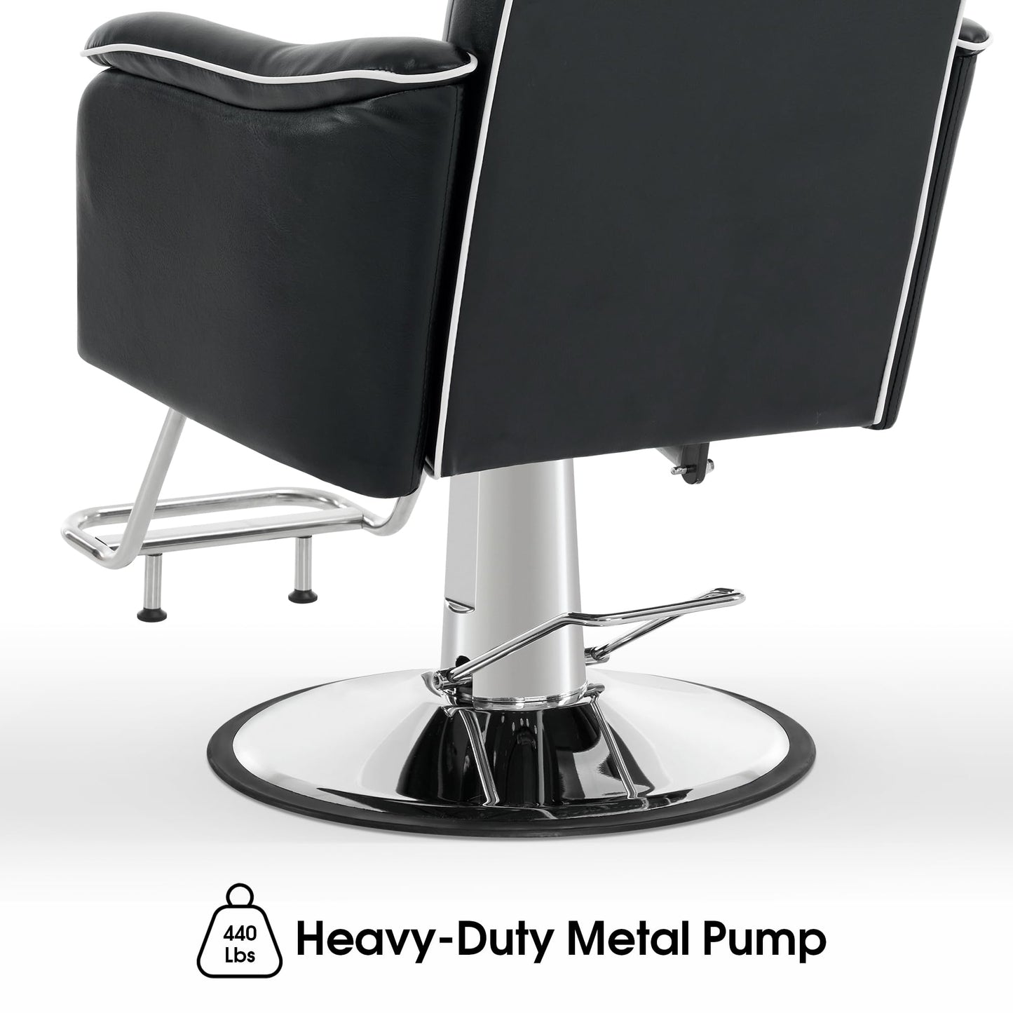 BarberPub Reclining Barber Chair with 440 Lbs Heavy Duty Hydraulic Pump, All Purpose Hair Styling Swivel for Home, Shampoo Salon Spa and Barbershop 9182 (Black)