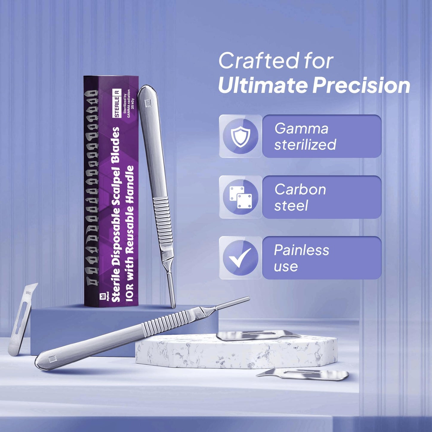 MyMed 10R Blades Dermaplaning Razor for Women Face 10R Blades with Scalpel Handle - Pack of 15 Dermaplane Blades Scalpel 10R + Dermaplane Handle #3, Size 10R Scalpel Blades, Dermaplane Blades 10R