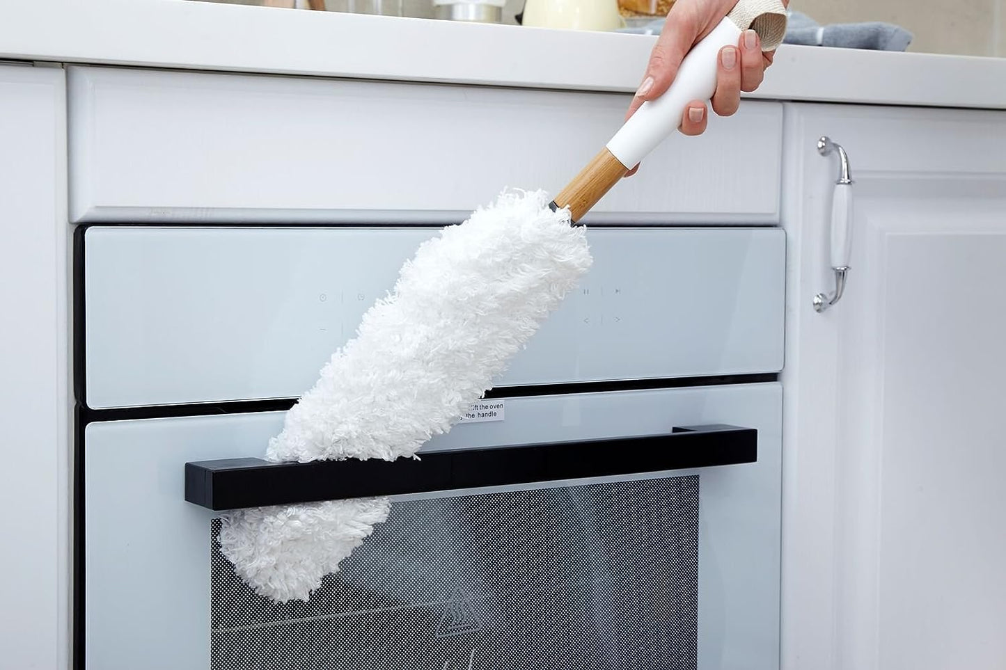 Full Circle Dust Whisperer Microfiber Duster - Machine Washable, For Ceiling Fans, Blinds, Furniture - White