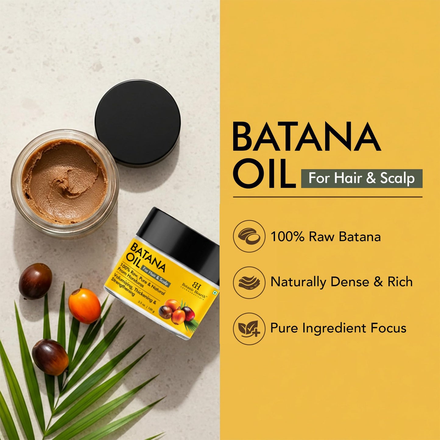 Raw Batana Oil for Hair Growth - 100% Pure, Organic 3.5 fl oz Batana from Honduras for Thick and Strong Natural Hair - Dr. Sebi Unrefined Cold Pressed Cosmetic Scalp Mask Gifts for Women (1 Pack)