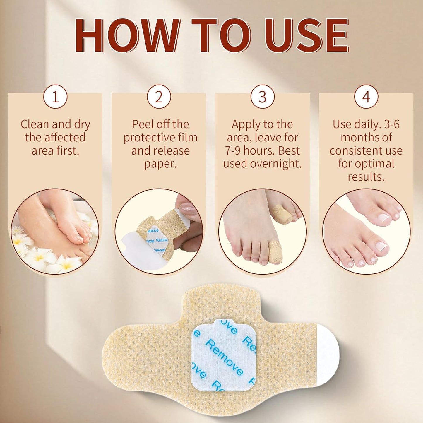 Fungal Nail Patches - 42 Pcs Nail Repair Patches for Discolored & Damaged Toenails | 9-Hour Adhesion, Overnight Renewal