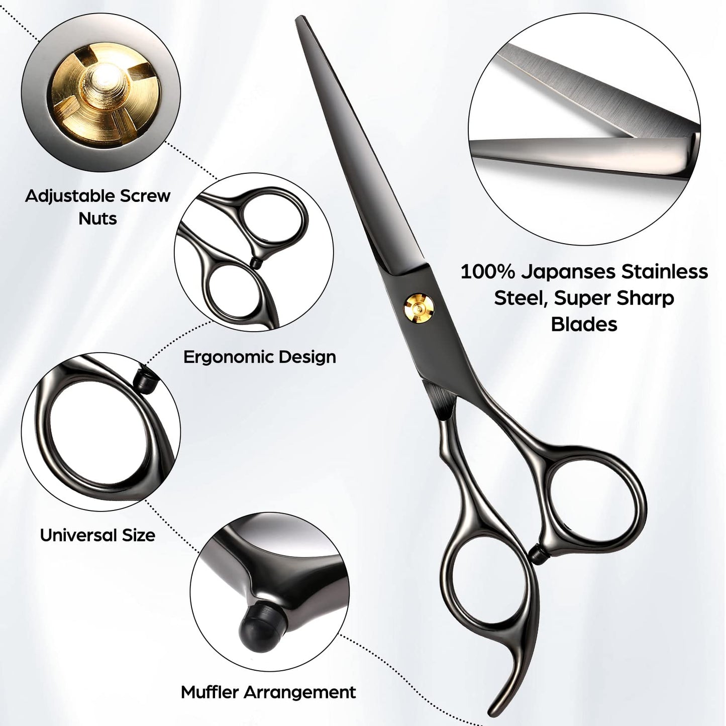 Wenshall Hair Cutting Scissors Professional 6.89 inch Barber Scissors Multifunctional Salon Thinning Scissors Straight Shears Tools for Mother Father Friends' Christmas Gift