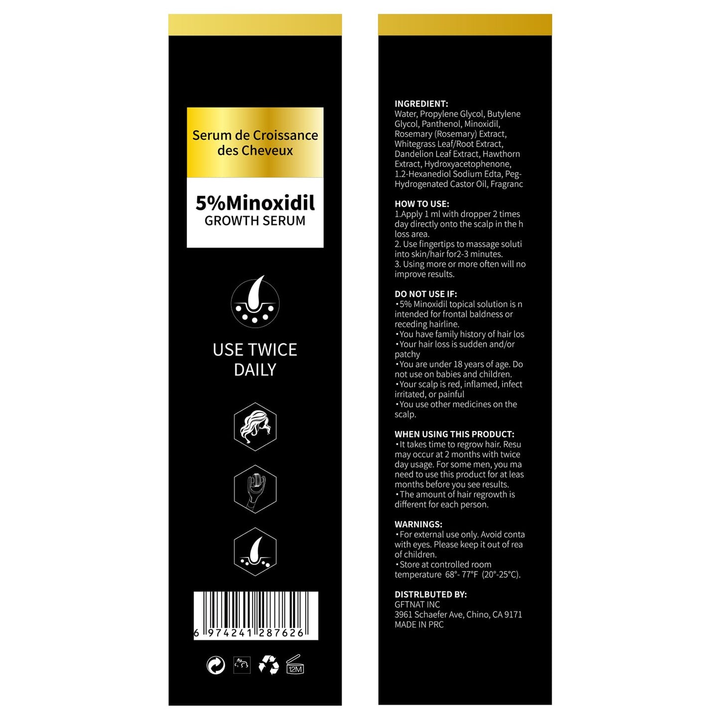 5% Minoxidil Spray for Men and Women Hair Loss Solution with Biotin and Rosemary Hair Growth Serum, Extra Strength 5 Percent Minoxidil for Thicker Fuller Hair Regrowth, 1.96 Fl Oz (Pack of 2)