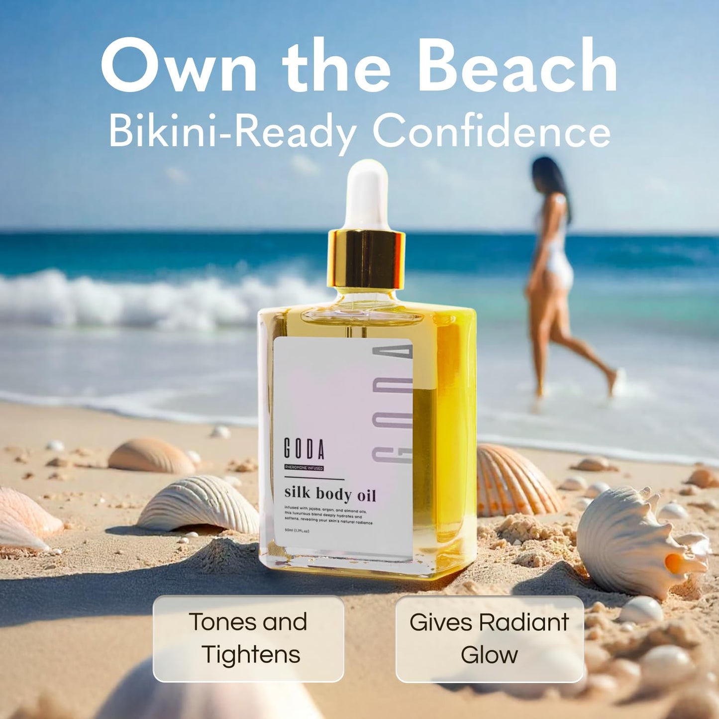 GODA Silk Body Oil for Women - Firming Anti-Aging Moisturizer | Hydrating Organic Formula for Crepey Skin