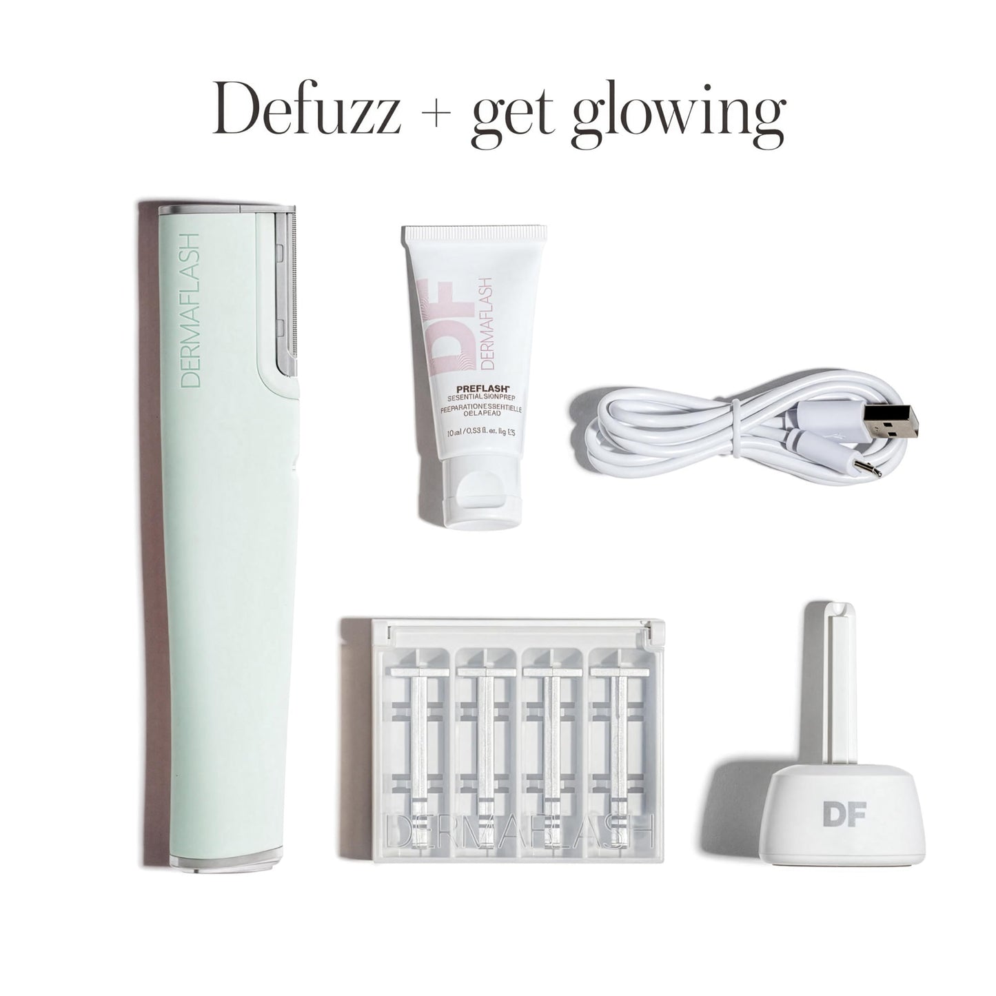 DERMAFLASH LUXE+ Sonic Dermaplaning Tool for Face Peach Fuzz Removal, Anti-Aging & Exfoliation, Seafoam