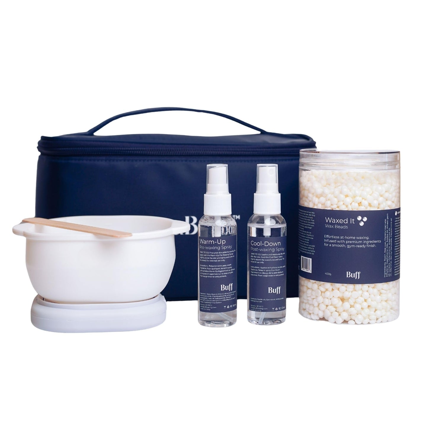 neuBuff Super Set Wax Kit for Hair Removal, Complete At-Home Waxing Solution with Wax Warmer, Wax Beads, Wax Applicator Sticks, Pre- and Post-Sprays in Convenient Storage Bag for Easy Organization
