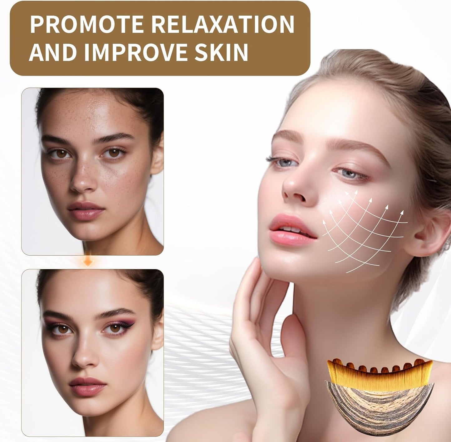 Lymphatic Drainage Face Brush Set - Ergonomic Contour Massager for Precise Skin Care | 2 PCS