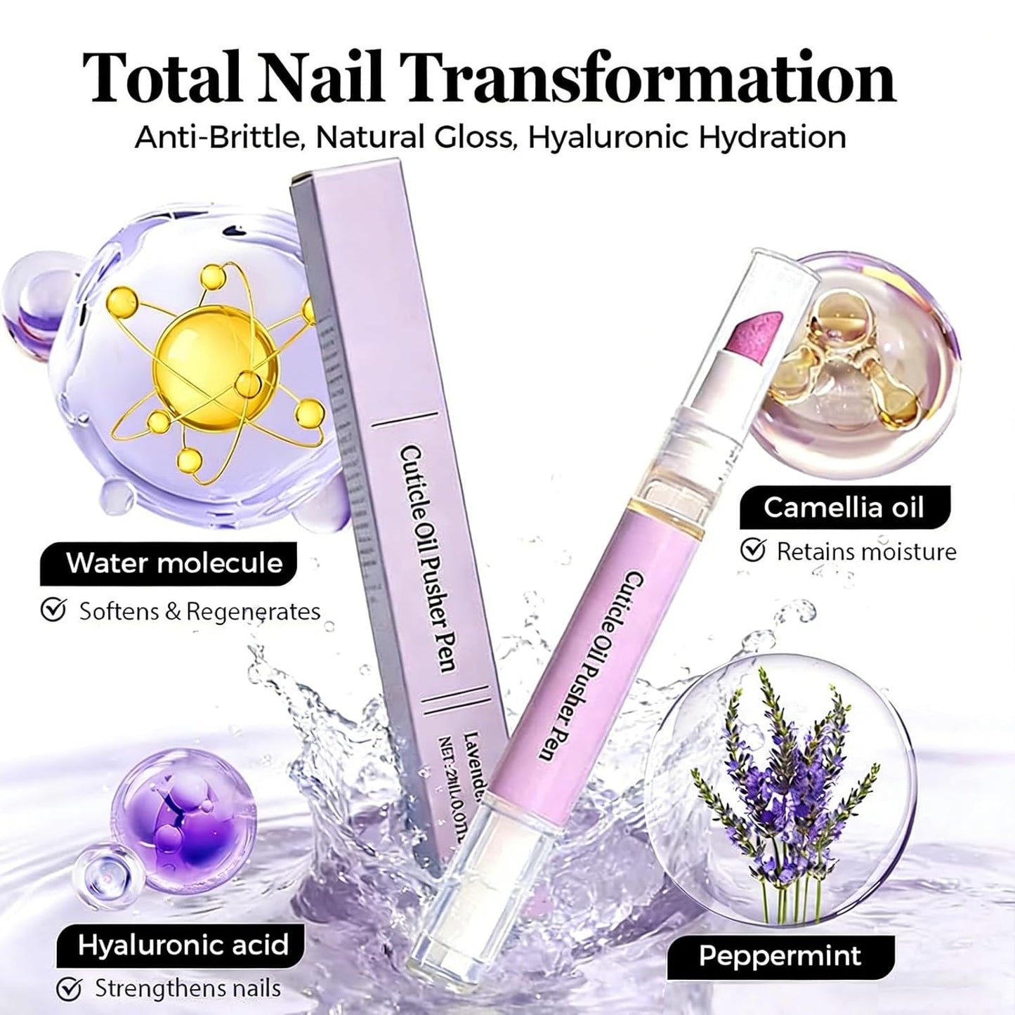 Cuticle Oil Pusher Pen - 2-in-1 Nail Care Tool for Dry Damaged Nails | Instant Cuticle Remover & Moisturizer