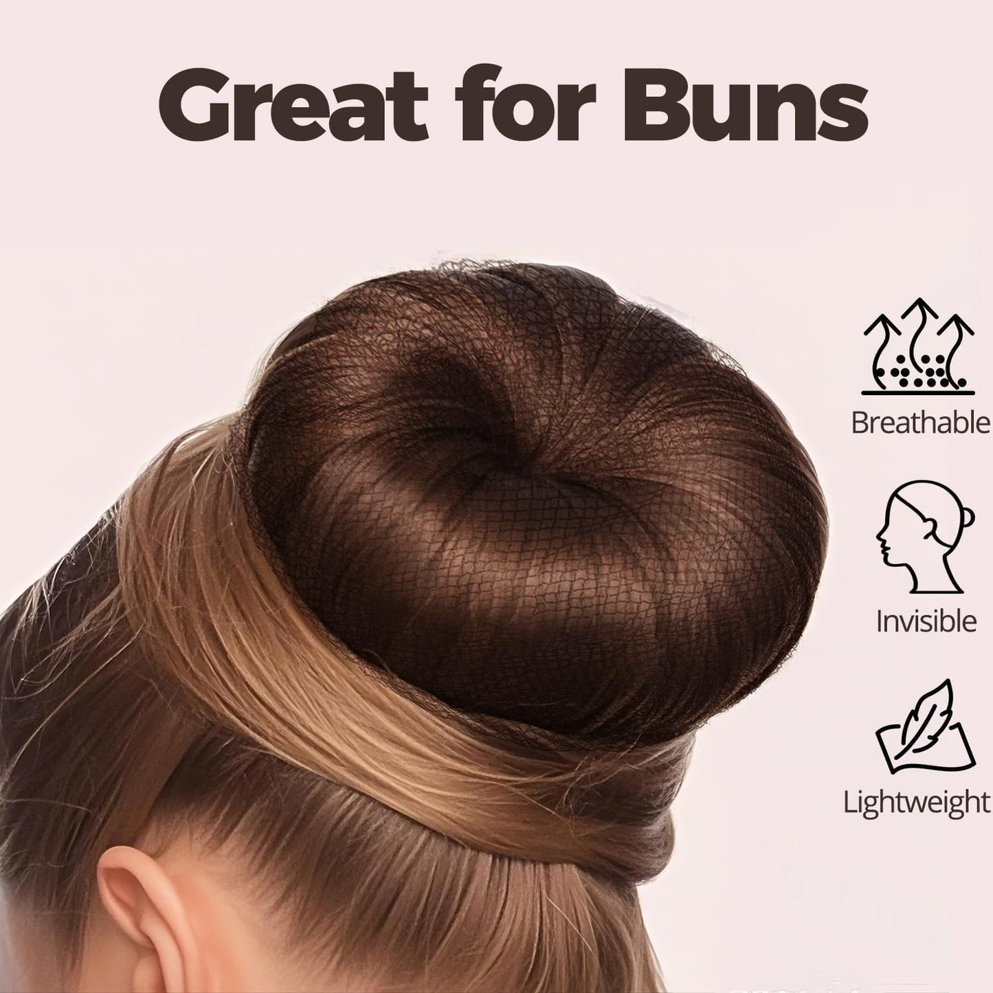 Hair Nets for Buns Set - 130 Pcs Dance Hair Nets & 100 Pcs Brown Bun Bobby Pins | Invisible & Secure for Ballet