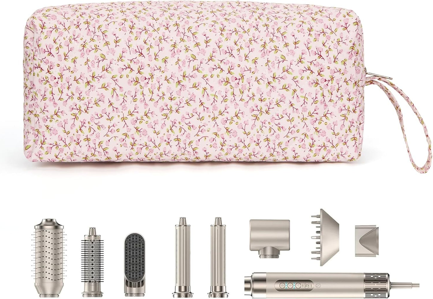 Travel Hair Tool Bag - Dyson Airwrap Compatible Floral Carrying Case & Organizer | Portable Hair Dryer Storage