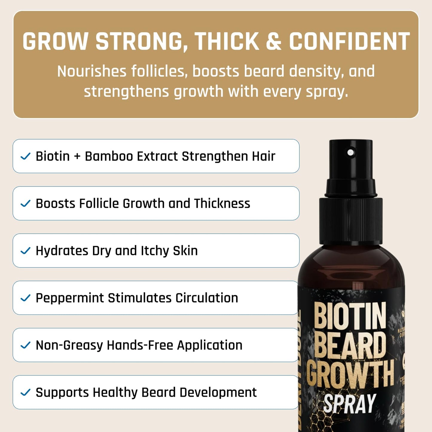 Derm Dude Biotin Beard Growth Spray for Men