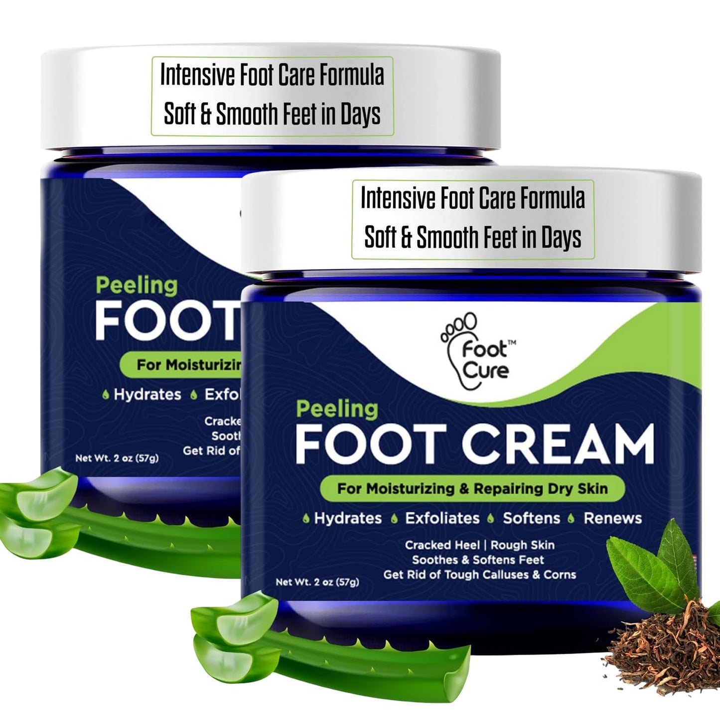 Tea Tree Oil Foot Cream - Moisturizing Treatment for Dry Cracked Feet | Heel & Callus Removal, 2 oz