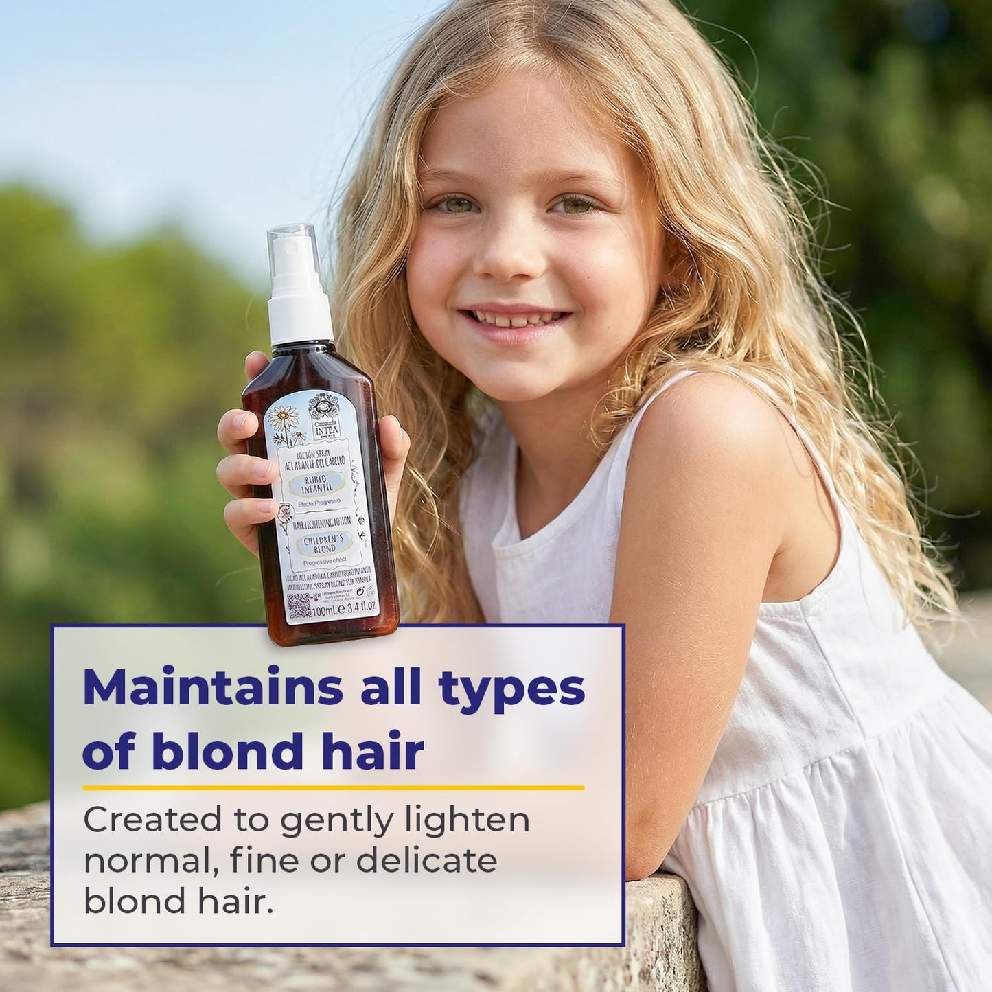 Camomila Intea Hair Lightener For Kids– Premium Sun Lightening Spray for Hair – Chamomile Hair Lightener Spray for Naturally Lighten Hair – No Bleach/Ammonia – Child-Friendly Formula - 3.4 Oz