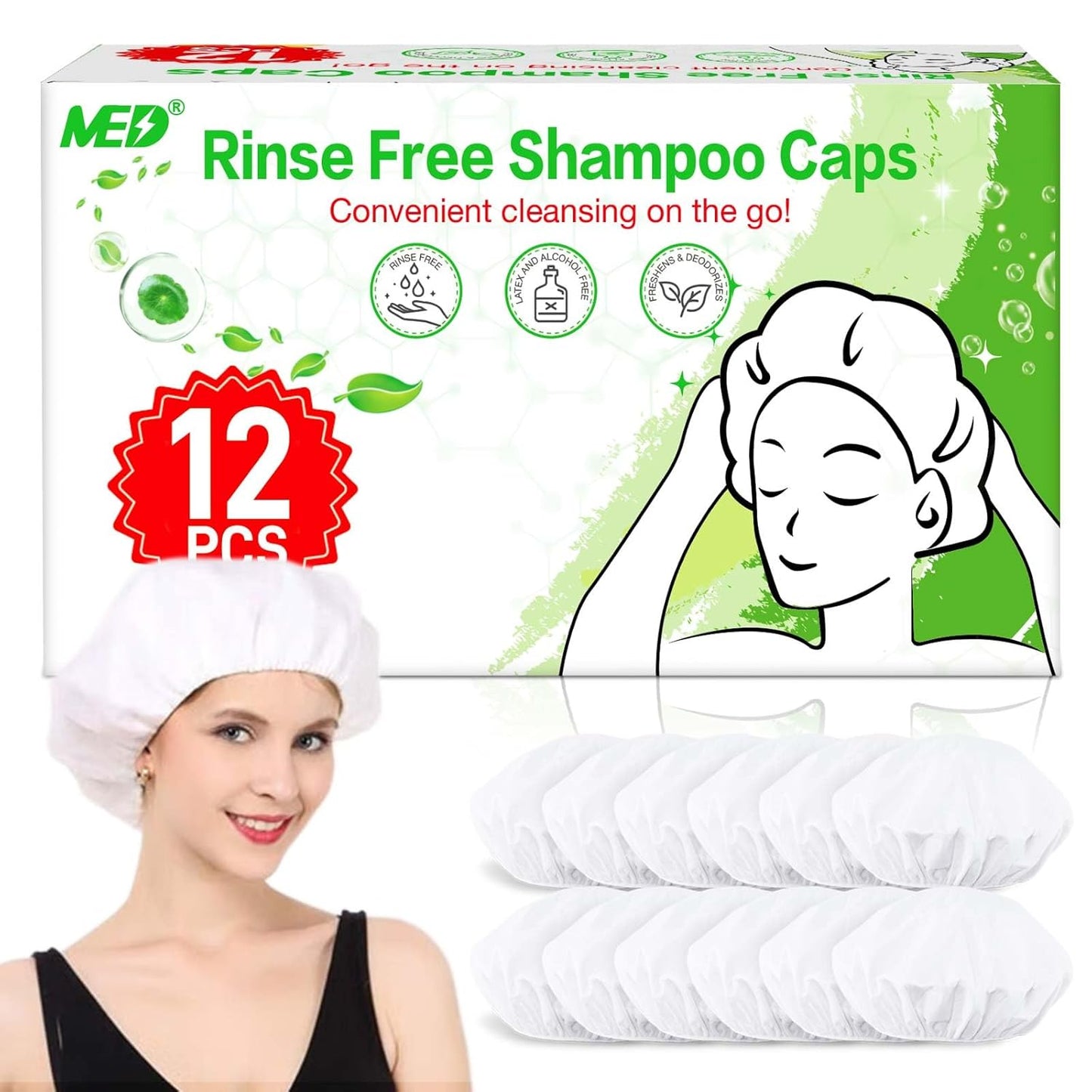 Waterless Shampoo Caps - No Rinse Hair Washing Shower Caps | 6-Pack for Elderly & Camping