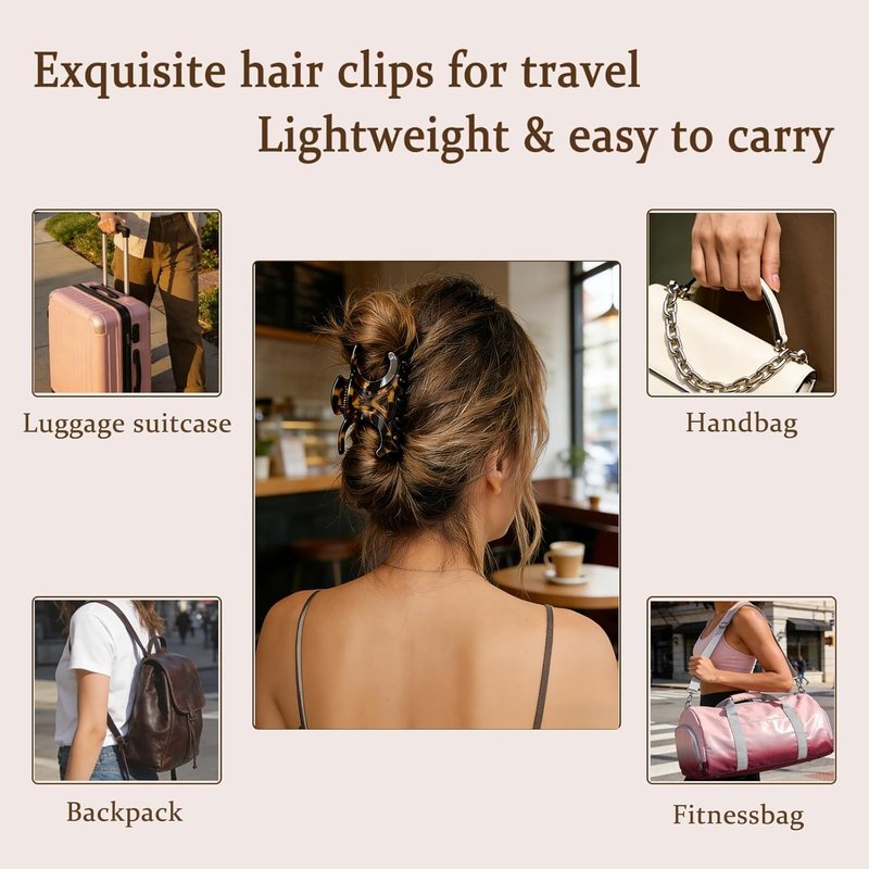 Premium Acetate Hair Clips - Non-Slip Butterfly Claw Clips | 4 Pack in Black, Pearl White & Tortoiseshell