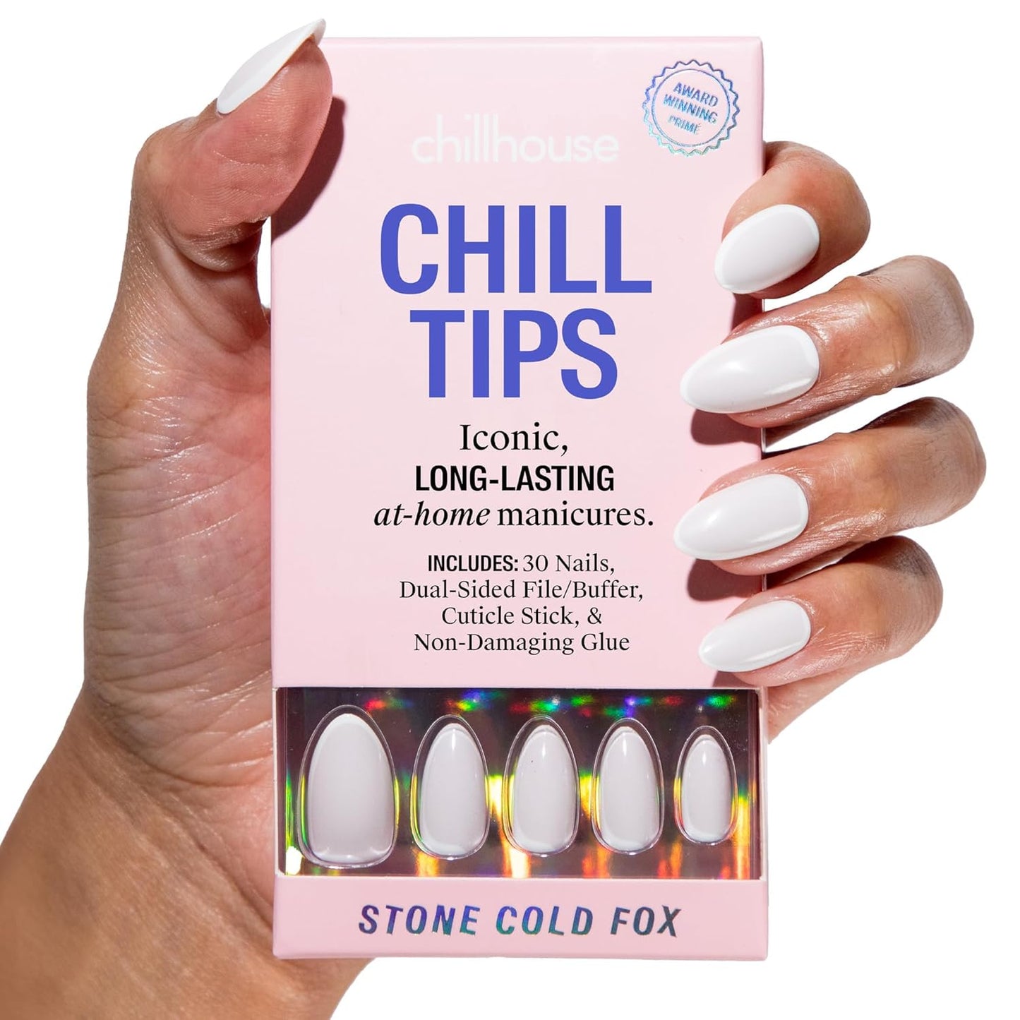 Chillhouse Press-On Nails Kit | Chill Tips - Almond Shape, 30 Customizable Sizes for Up to 2 Weeks Wear