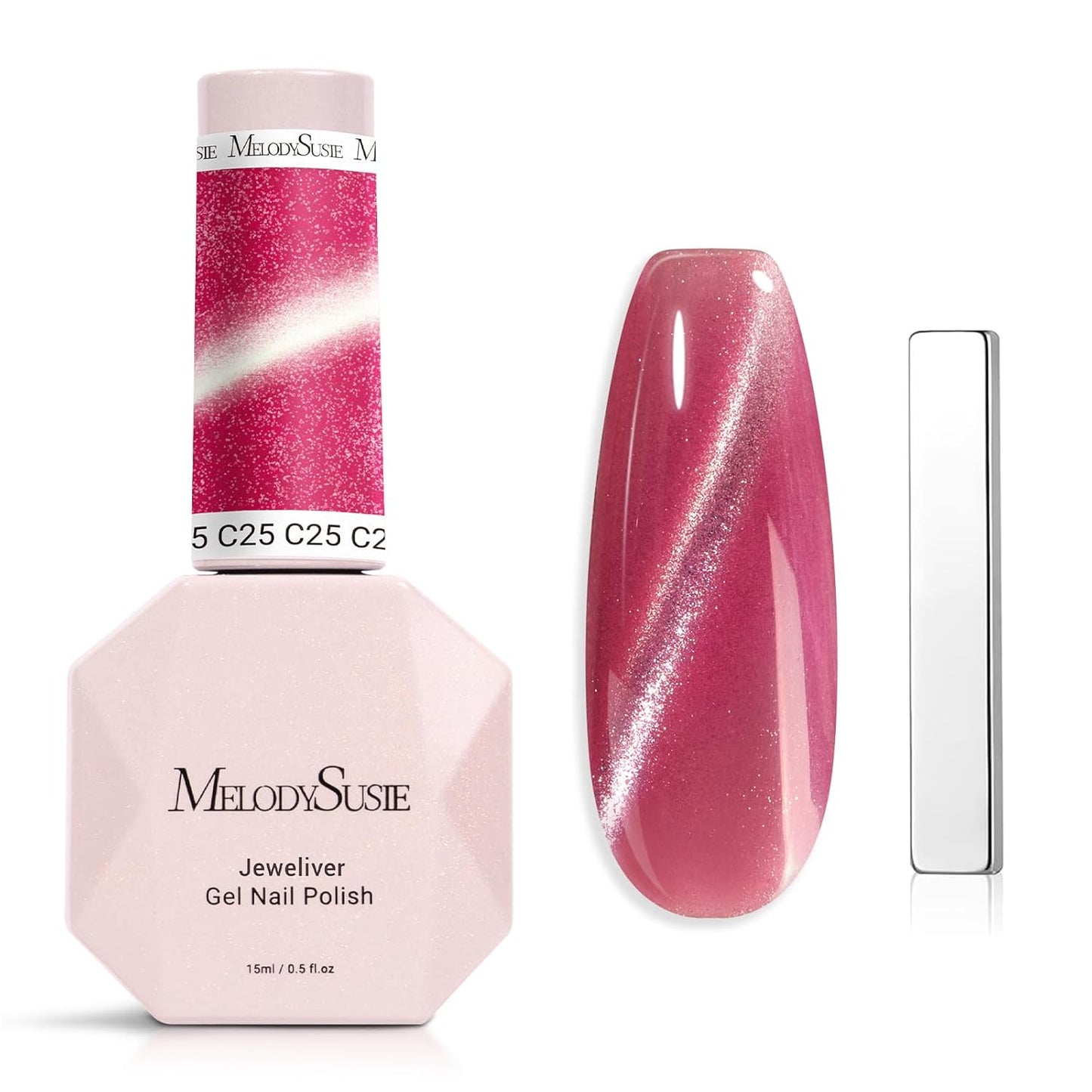 MelodySusie Cat Eye Gel Nail Polish - Burgundy Red Glitter Holographic | 0.5 Fl Oz UV Nail Art
