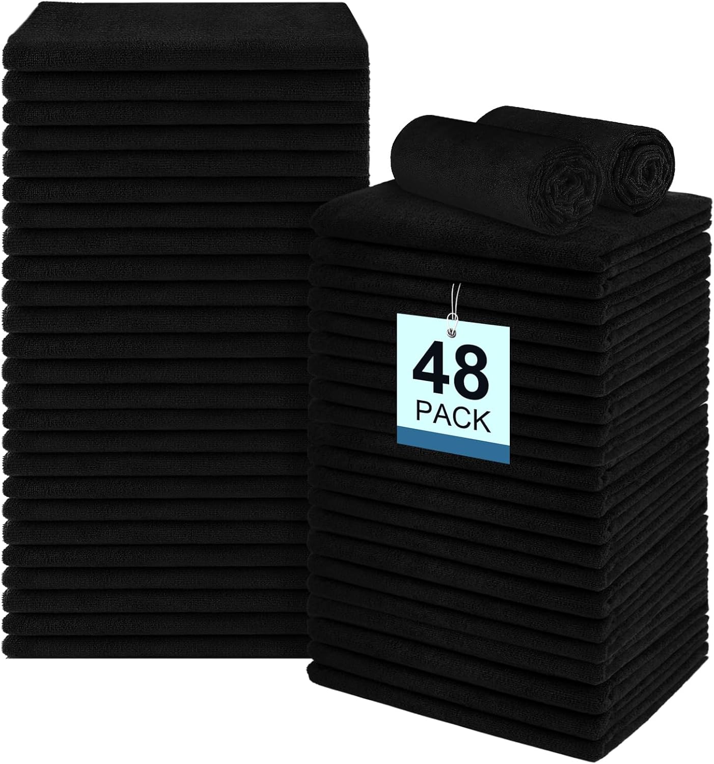 Premium Salon Towels - 24 Pack Highly Absorbent Quick-Drying Hand Towels | 16x27 Inch Black for Bathroom, Gym, Spa