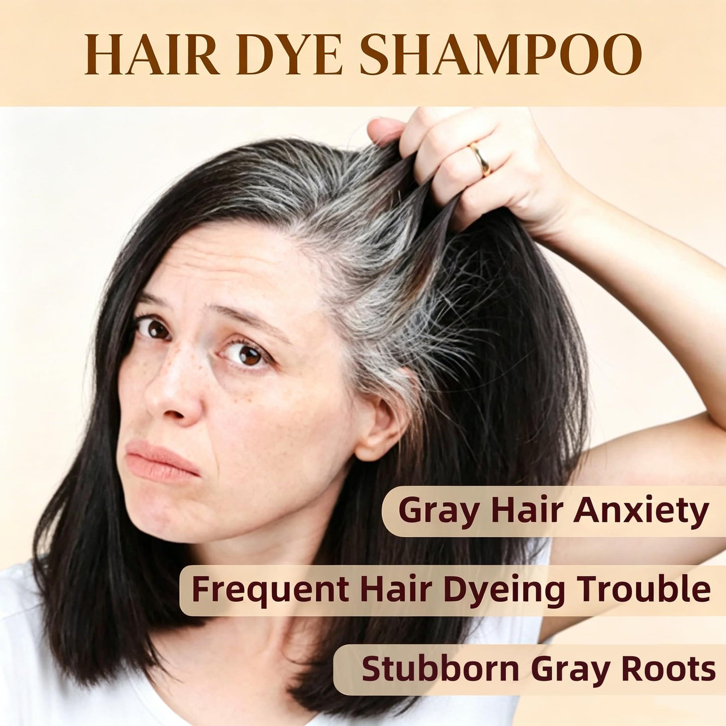 SHIHUANUO Hair Dye Shampoo for Gray Hair, 3-in-1 Color Shampoo with 6 Herbal Extracts, 100% Grey Coverage Easy to dye, Non-irritating,Hair Color shampoo for Women & Men/ 500ml(Dark Brown)