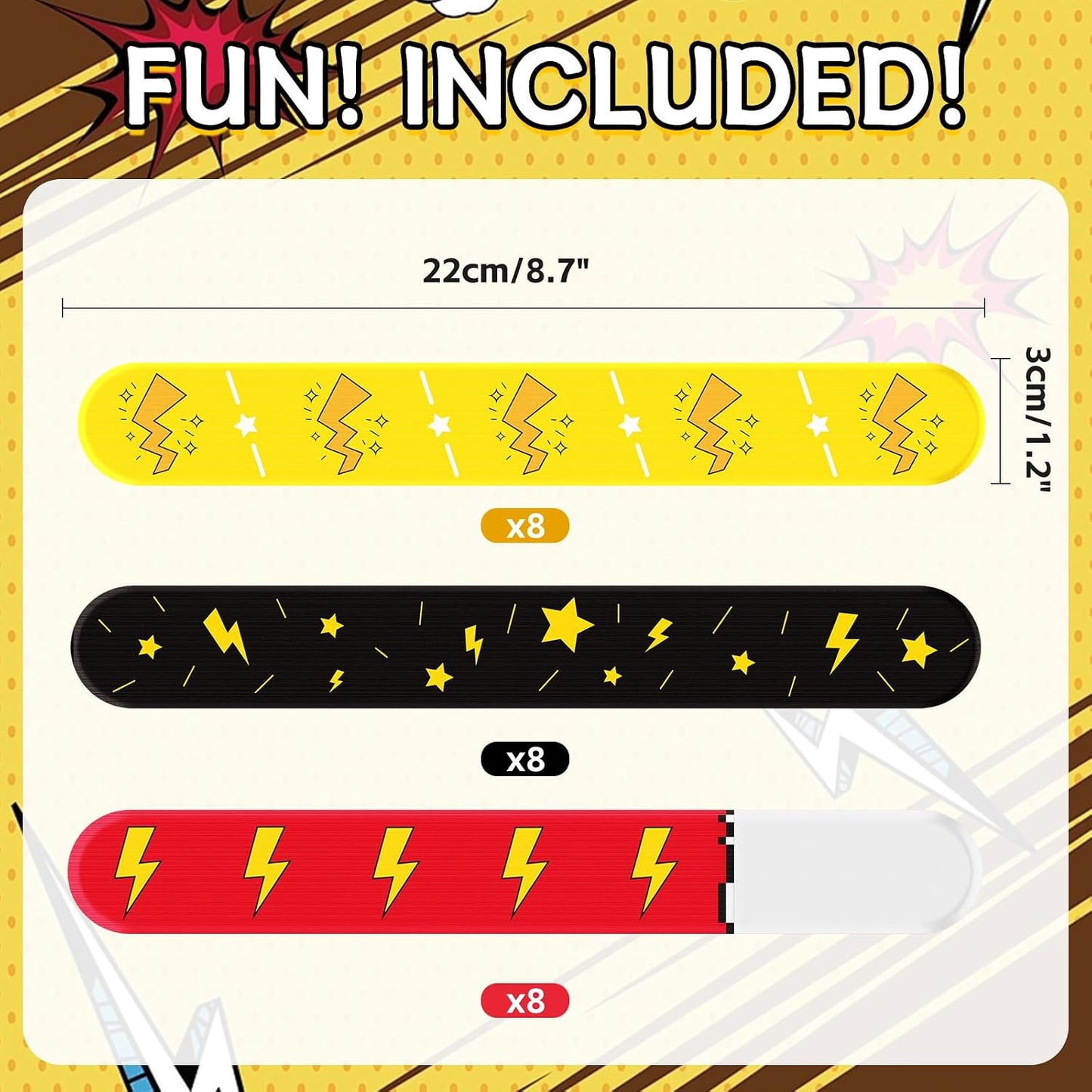 Cartoon Animation Slap Wristbands - 24 Pack Party Favors | Fun Goodie Bag Fillers for Birthday & Theme Parties