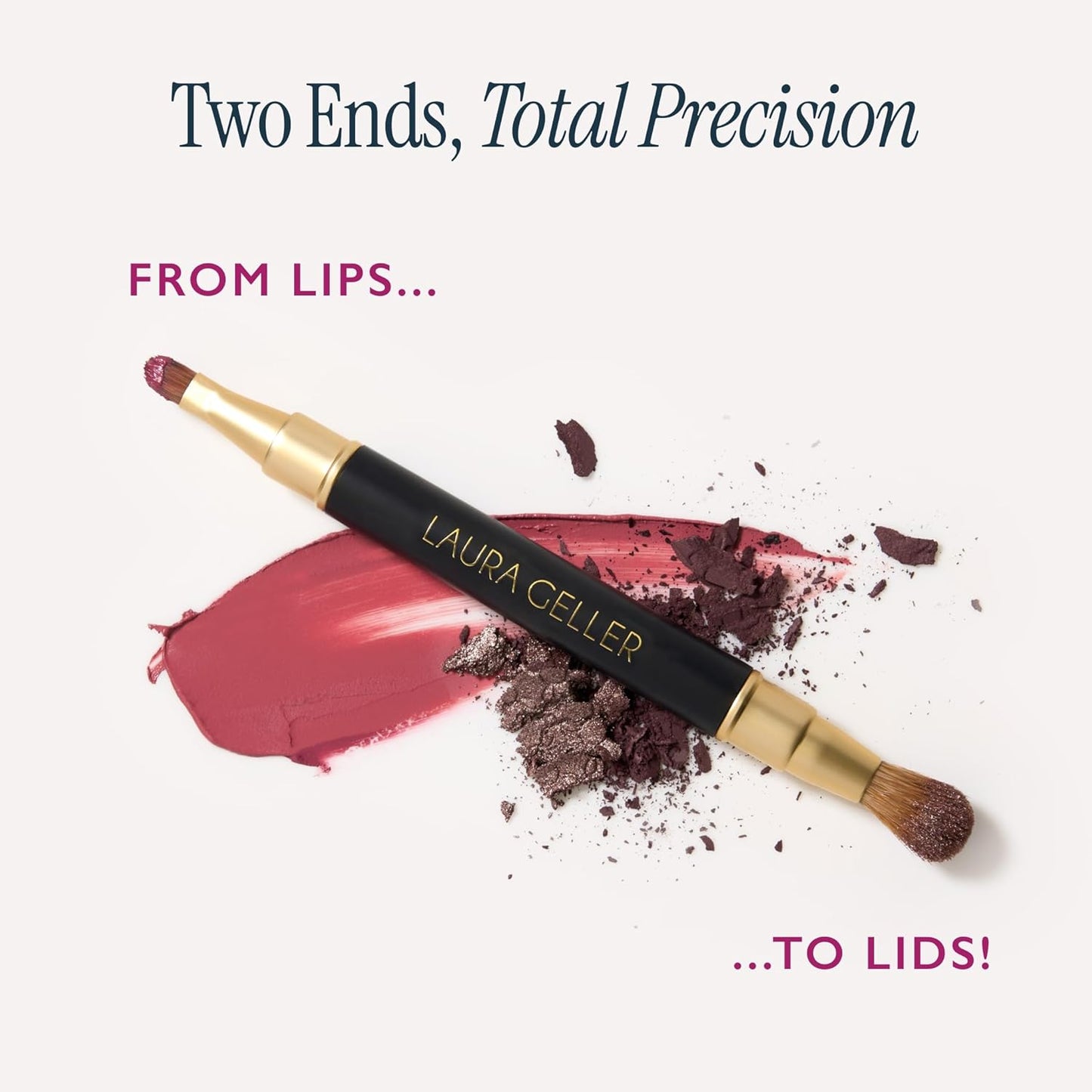 Professional Makeup Brushes - Cruelty-Free Dual-Ended Lip & Eyeshadow Brush Set | 22 Pieces