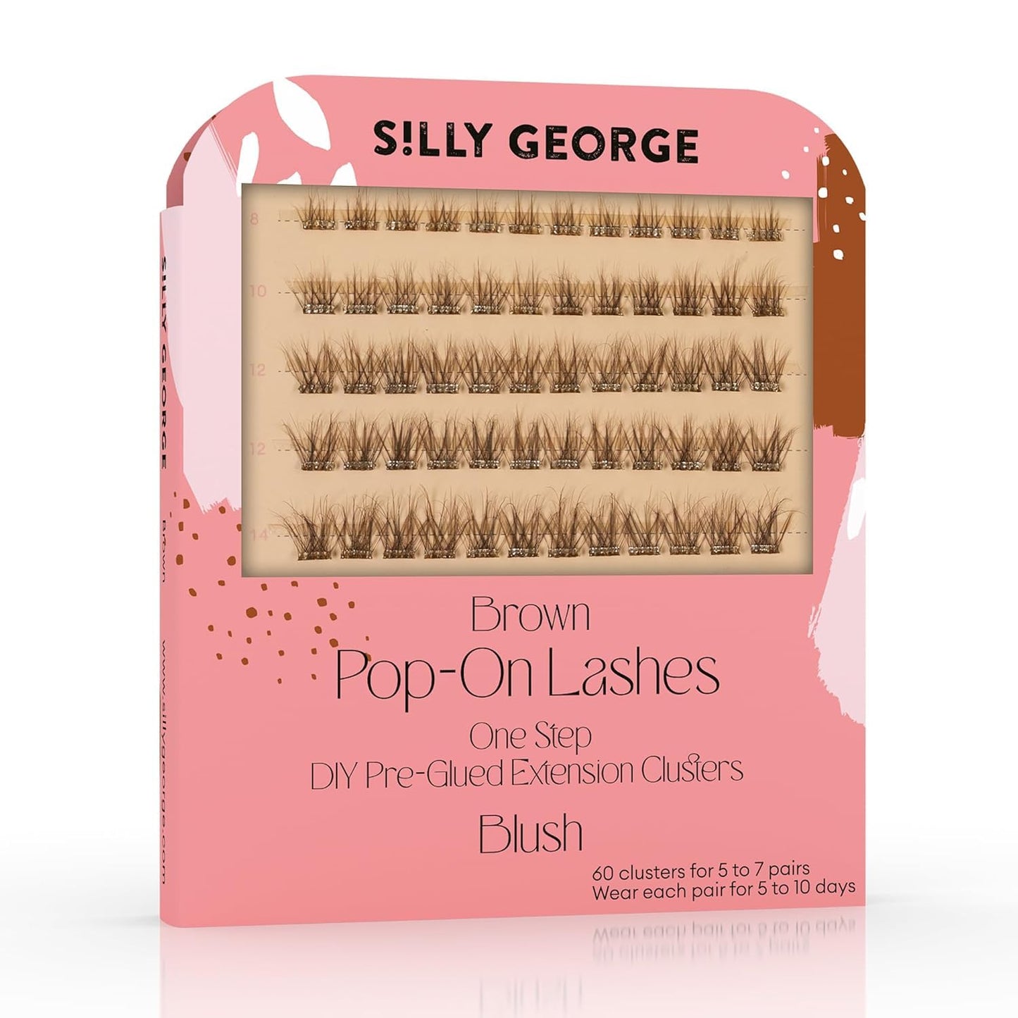 Silly George Pop-On Lashes - DIY Pre-Glued Faux Eyelash Clusters for Natural Look | Bloom, 5-7 Pairs, 60 Clusters