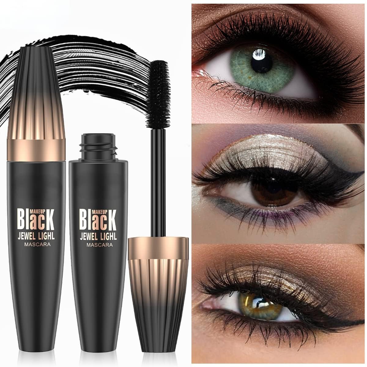 2PCS MY lash Mascara 4D Silk Fiber Mascara Waterproof mascara black volume and length for Long, Full lashes that Last All Day