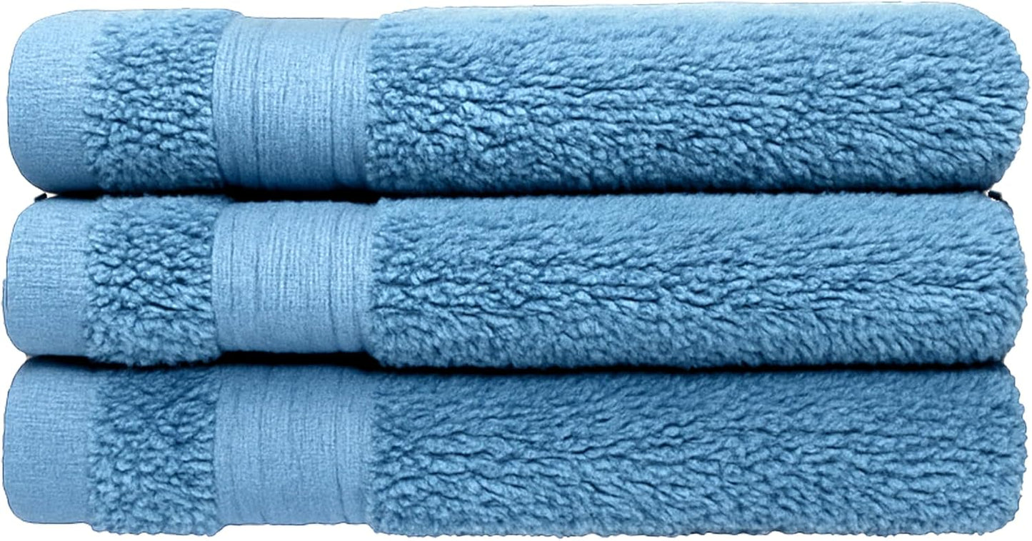 Luxury Cotton Washcloths - Ultra Soft & Super Absorbent Terry Towels | 12x12 MultiPack in China Blue