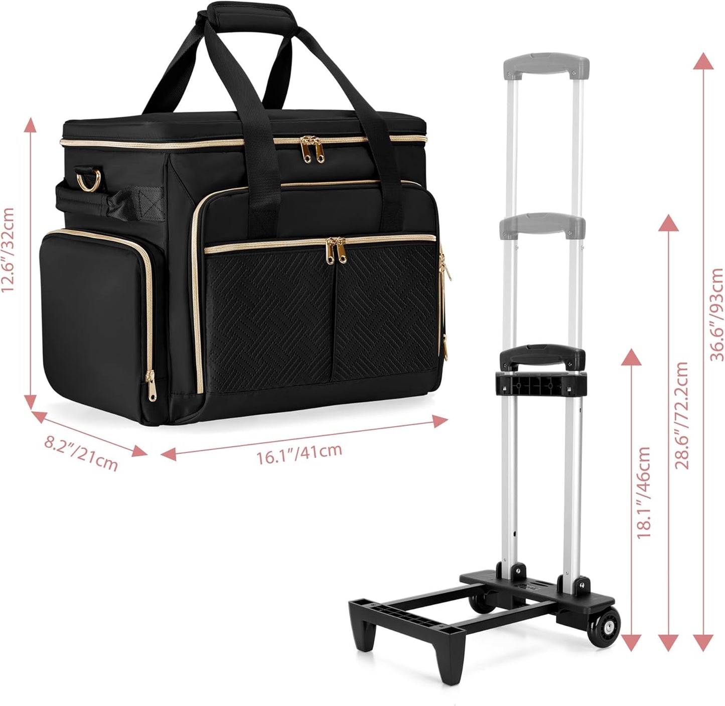 Rolling Teacher Bag with Wheels - Detachable Trolley Tote for 15.6" Laptops | Stylish & Functional