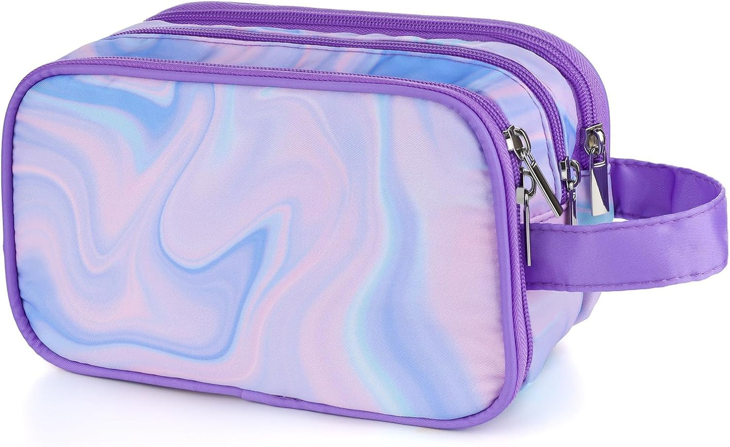 Kids Toiletry Bag - Waterproof Mermaid Scales Travel Cosmetic Bag for Girls | Hanging Wash Bag
