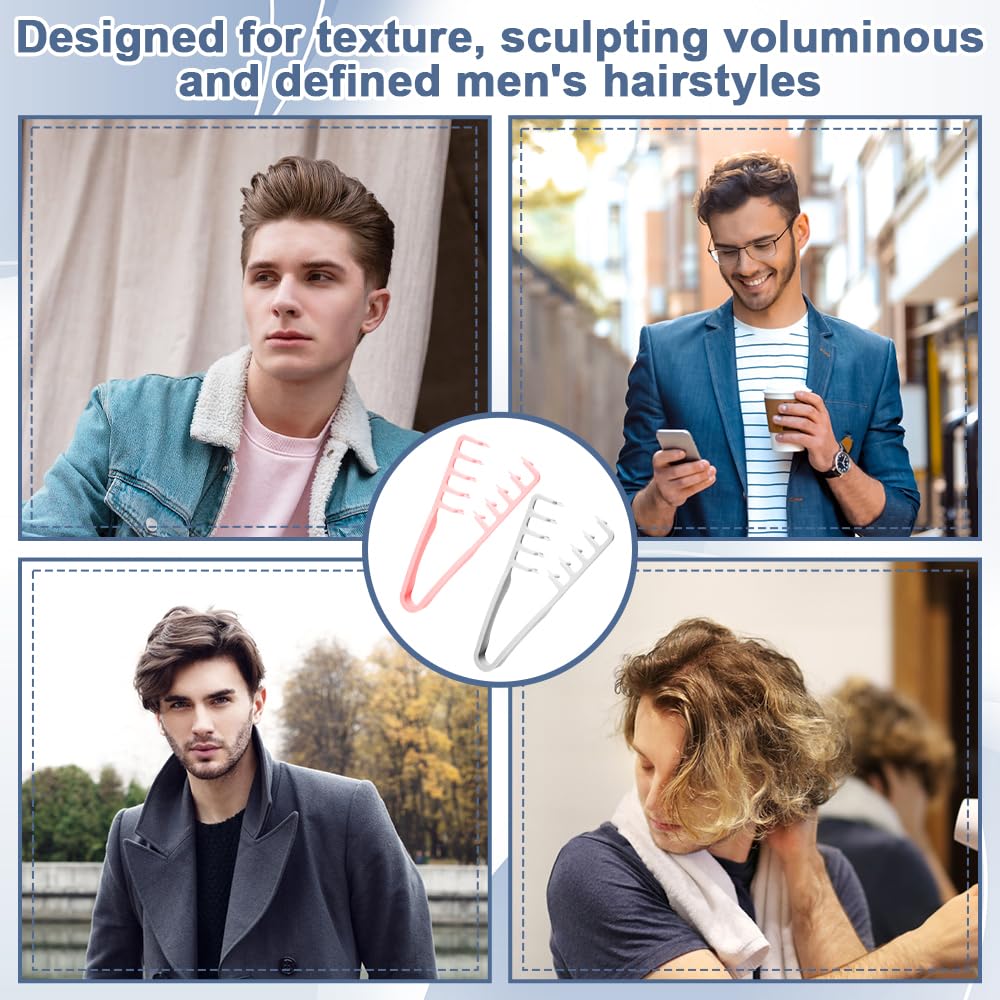 Men's Texturizing Comb - Volumizing Styling Tool with Non-Slip Handle | Maximum Root Lift (Gray)