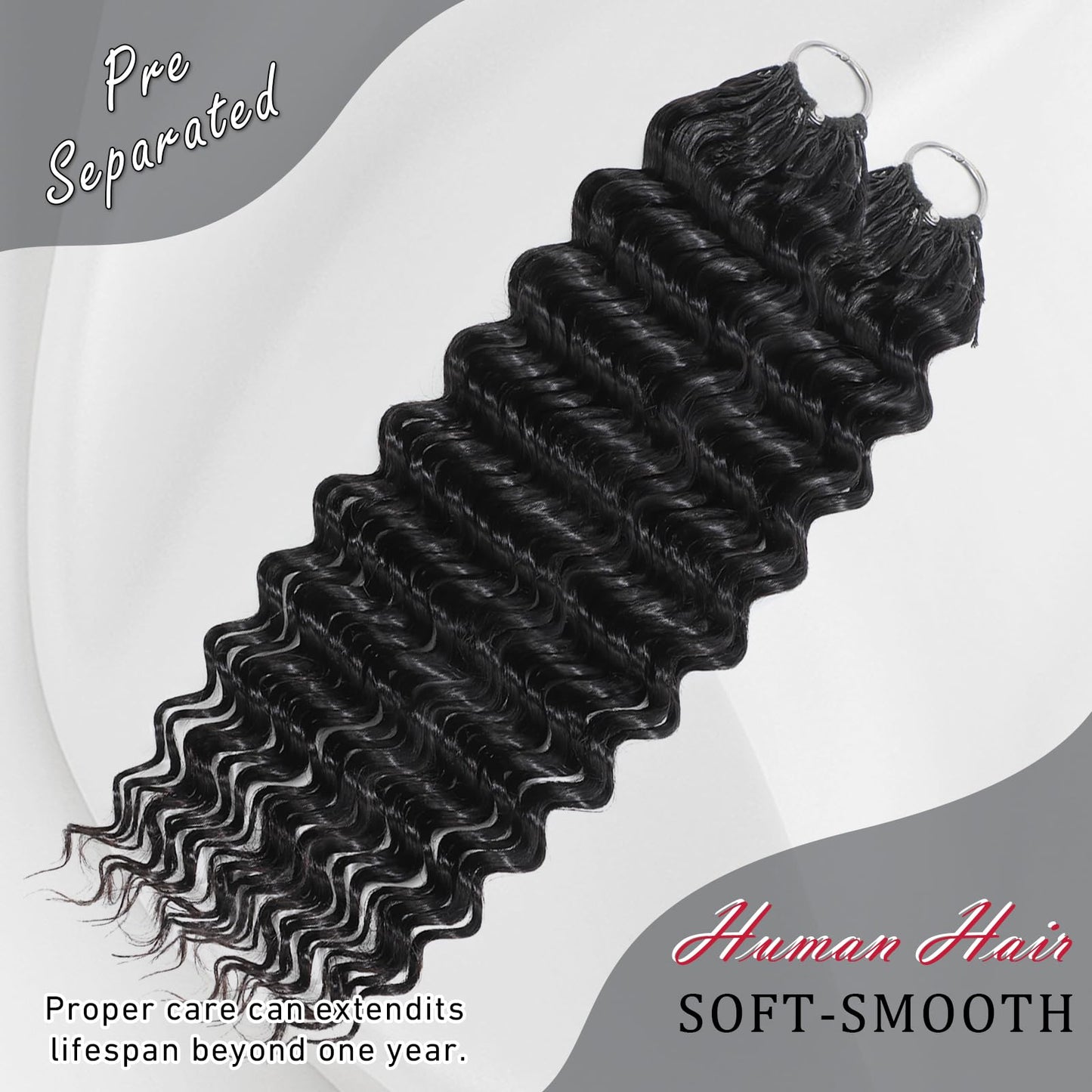 Human Crochet Hair for Black Women 22 Inch 60g Miracle Knots Hair Deep Wave Feather Crochet Human Hair Bundles Invisible Boho Crochet Hair Extensions 38 Strands Natural Black