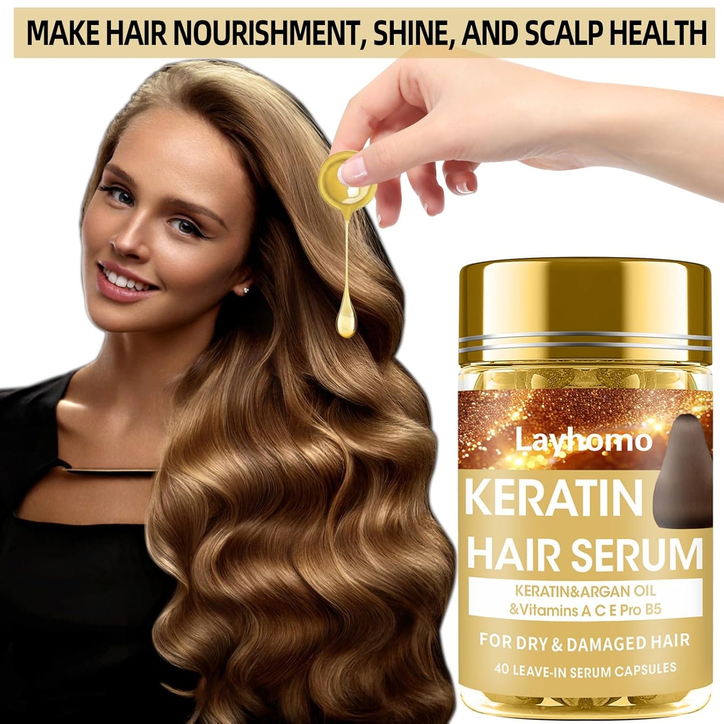 Keratin Hair Treatment Serum - Leave-In Anti-Frizz Conditioner with Argan Oil & Vitamins A, C, E | For All Hair Types