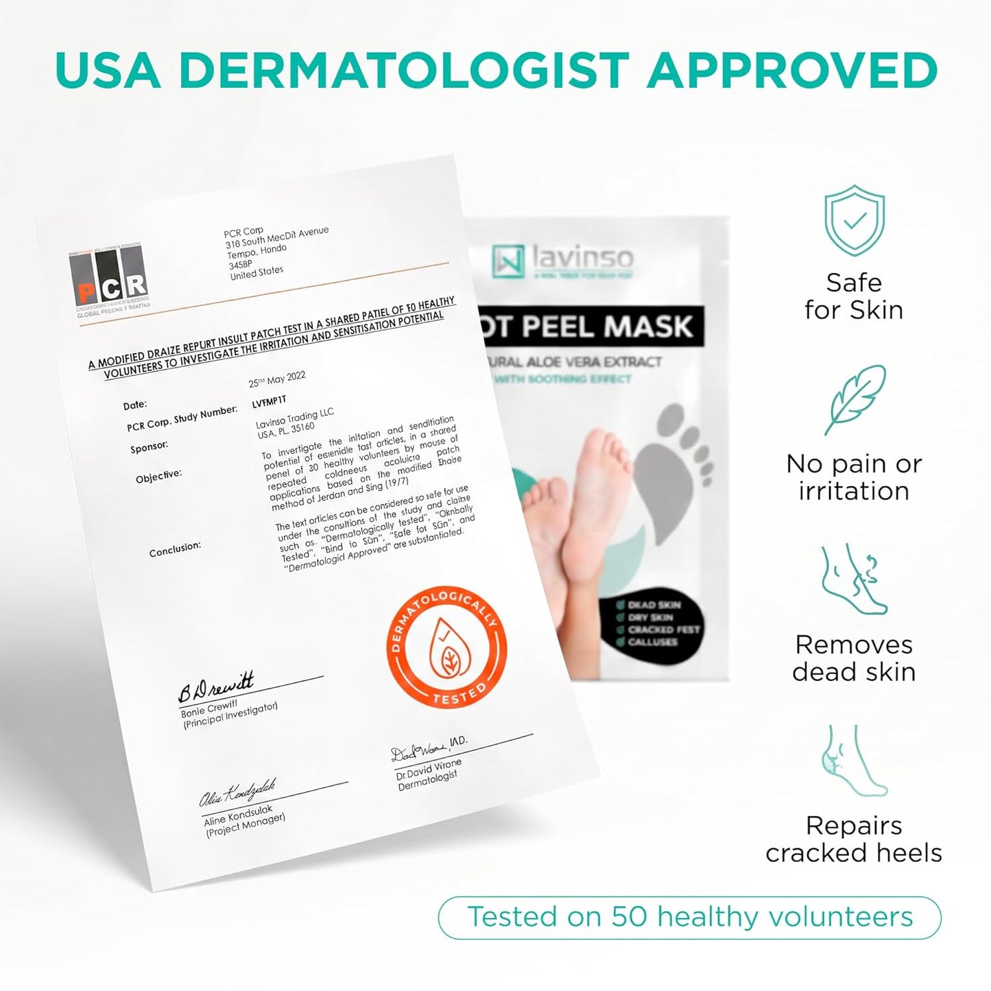 Lavinso Foot Peel Mask - Exfoliating Dry Cracked Feet Treatment | 2 Pack for Soft, Smooth Skin
