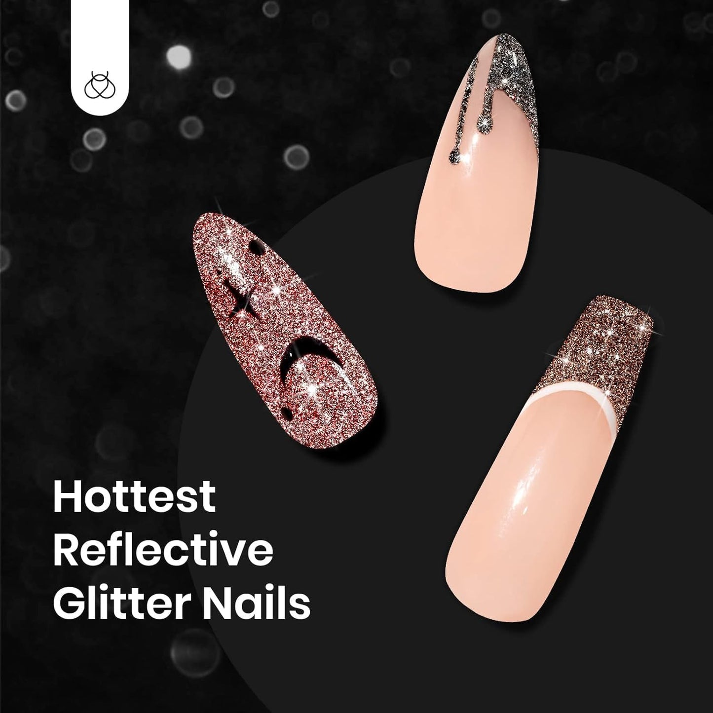 Beetles Glitter Gel Nail Polish, 6 Colors Holographic Sparkle Shimmer Gel Polish Flash Diamond Sliver Gold Red Black UV LED Soak Off Manicure Gift for Women