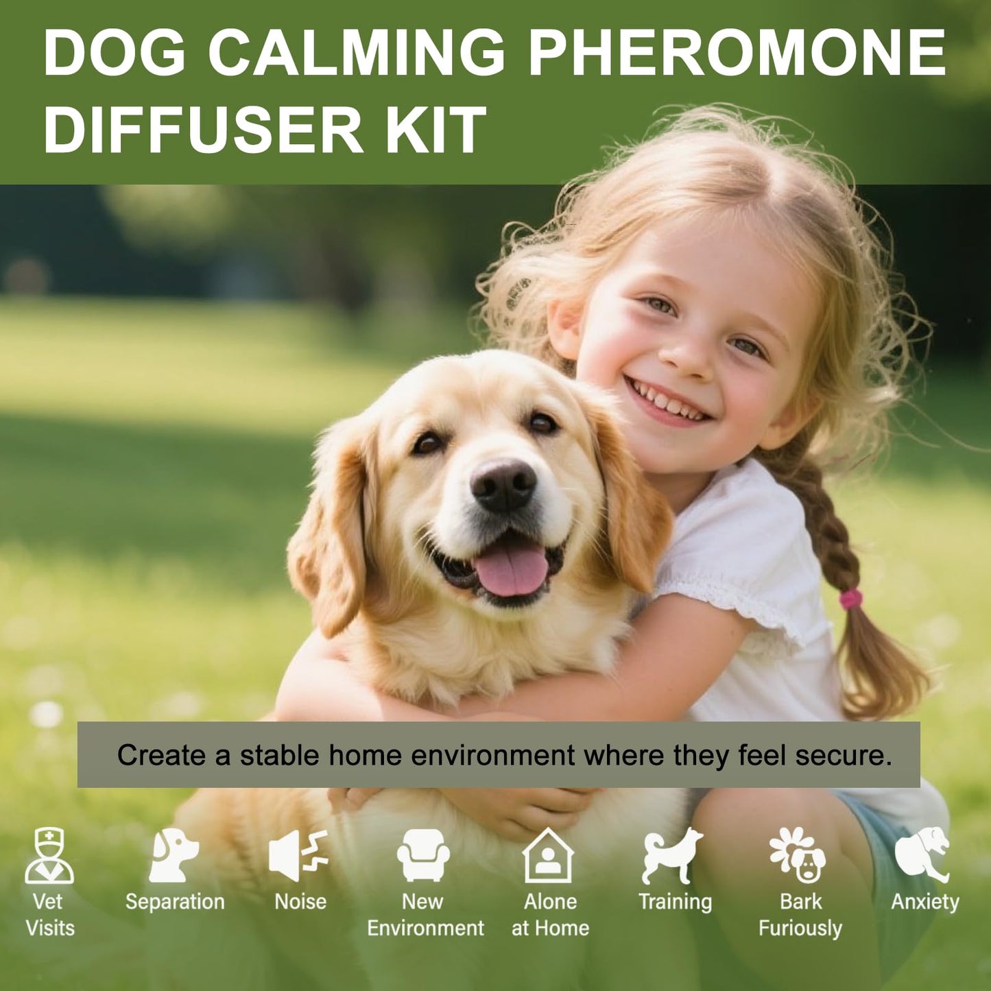 Tkacmoy Dog Calming Diffuser, 4-in-1 Pheromone Refills for Anxious Dogs, 120-Day Continuous Stress & Anxiety Relief for Barking, Chewing, Crate Training
