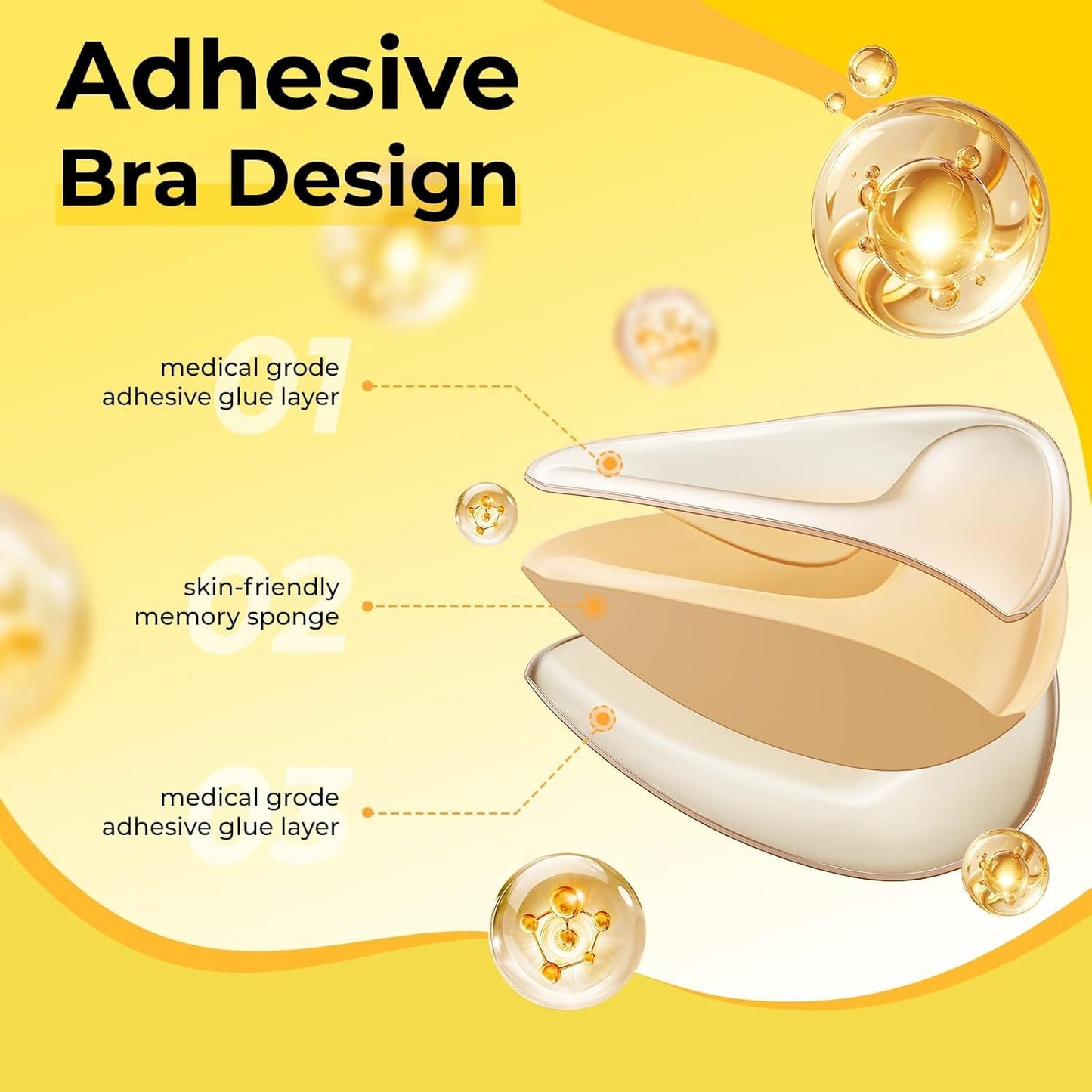Invisible Push-Up Sticky Bra - Double-Sided Adhesive Inserts for Large Breasts | Perfect for Bikinis & Swimsuits