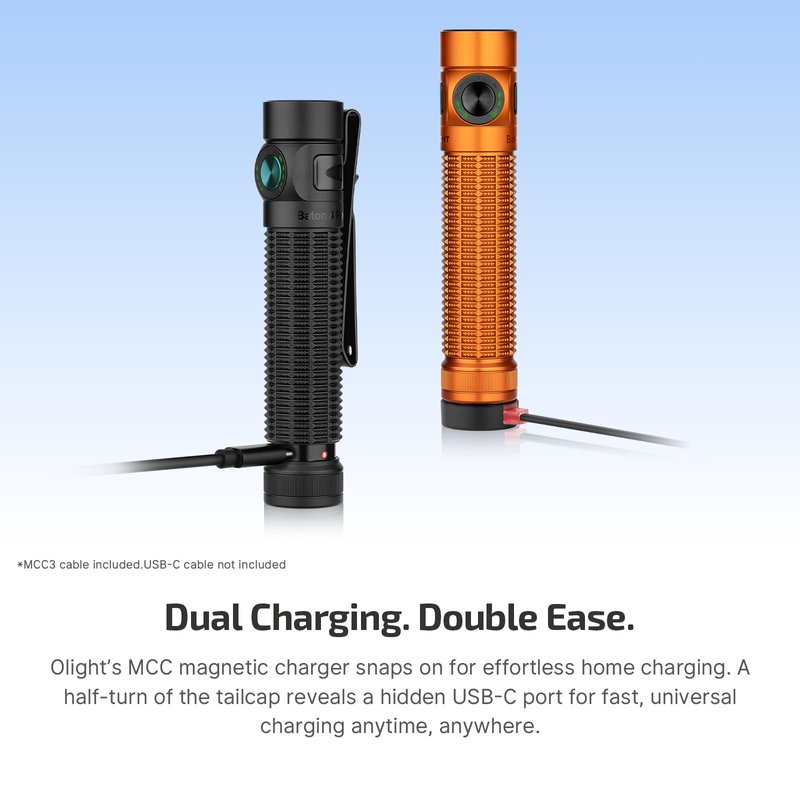 OLIGHT Baton4 Pro EDC Flashlight Rechargeable, 1600 Lumens Small Pocket LED Light with Tactical Switch and Magnetic & USB C Dual Charging, IPX8 for Home Use, Camping, Outdoor and Emergency (Orange)