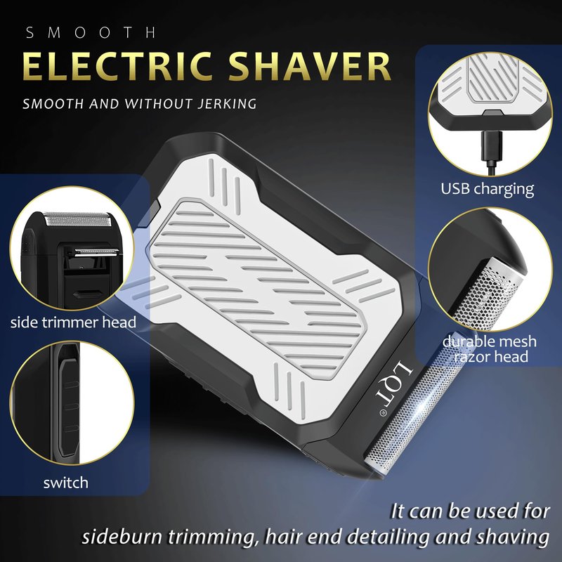 LQT Hair Clippers for Men 4 in 1 White LED Display Cordless Clippers Set Professional Electric Beard Trimmer for Men Foil Shaver Nose and Ear Hair Trimmer with Storage Bag to Son Husband Father Gifts