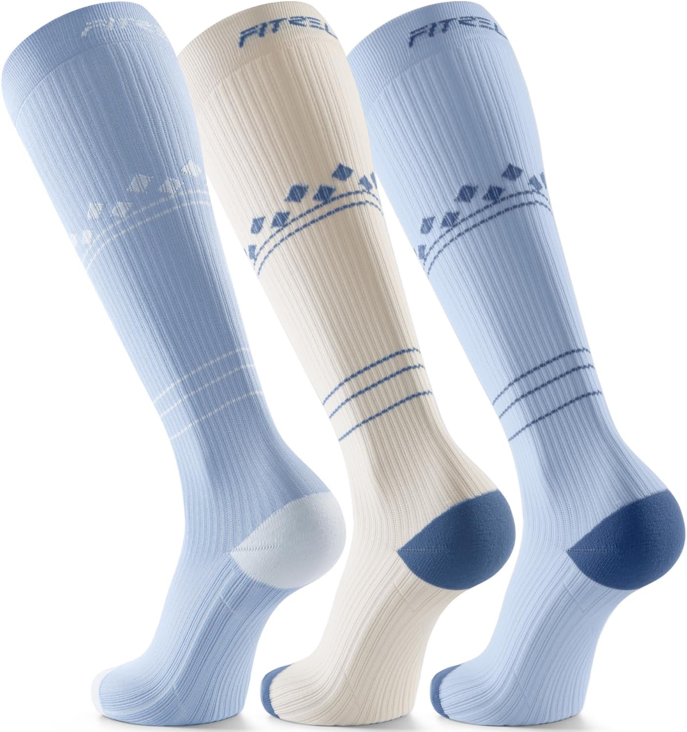 FITRELL Compression Socks for Men & Women - 20-30mmHg Circulation Support | 3 Pairs