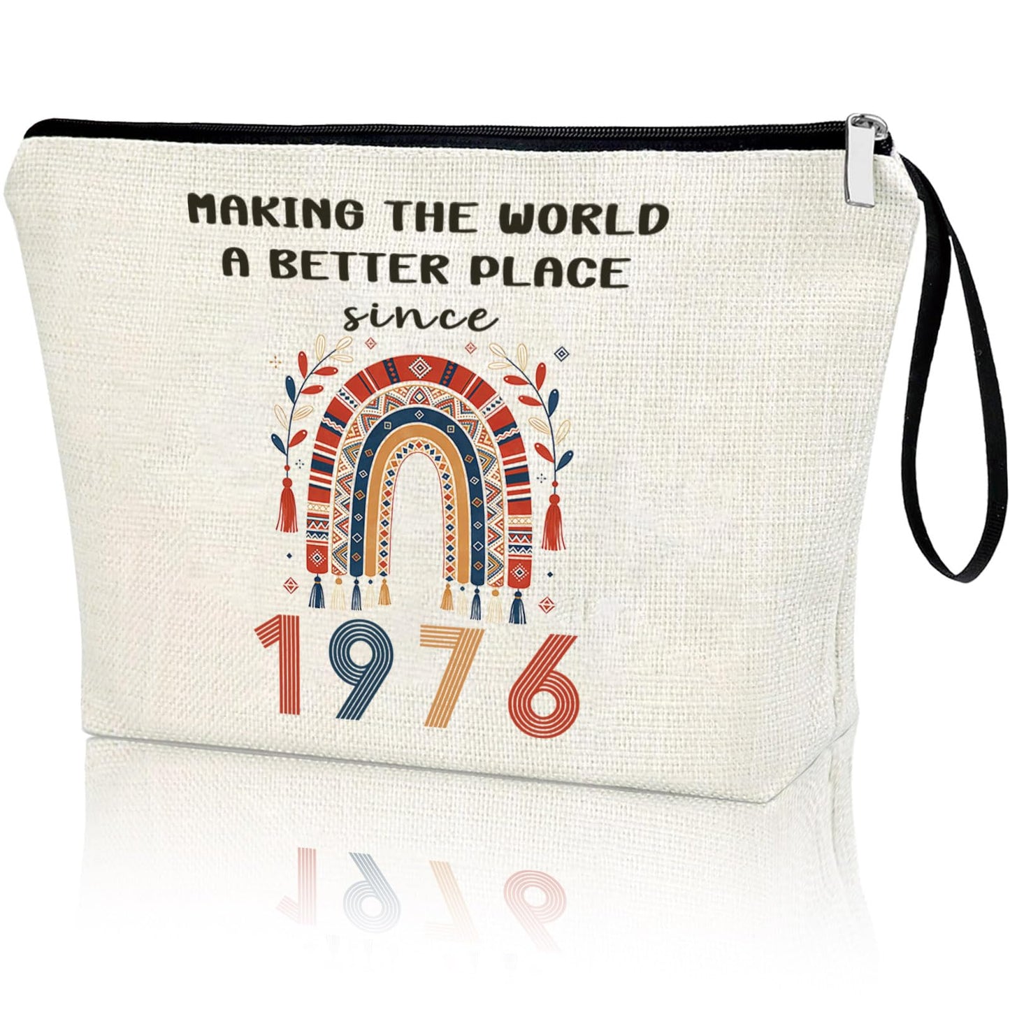 50th Birthday Gifts For Her 1976 Year BOHO Theme Makeup Bag 50 Years Old Birthday Decorations Funny Gift Ideas For Women Grandma Mom Wife Sister Aunt Friend Travel Cosmetic Bags For Christmas