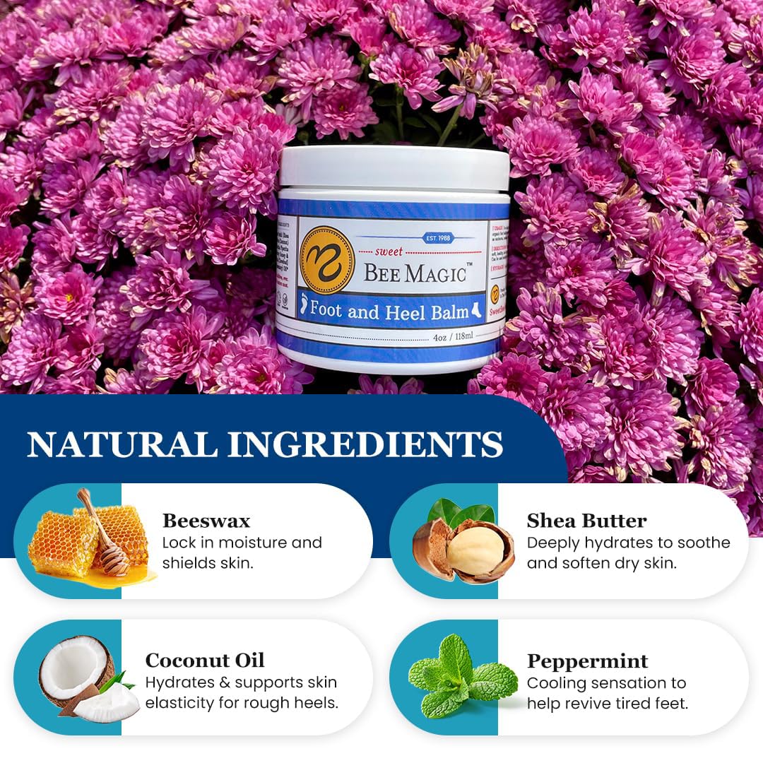 Organic Foot Balm - Intensive Heel Treatment for Dry, Cracked Feet | Natural Moisturizer - 4 OZ Jar